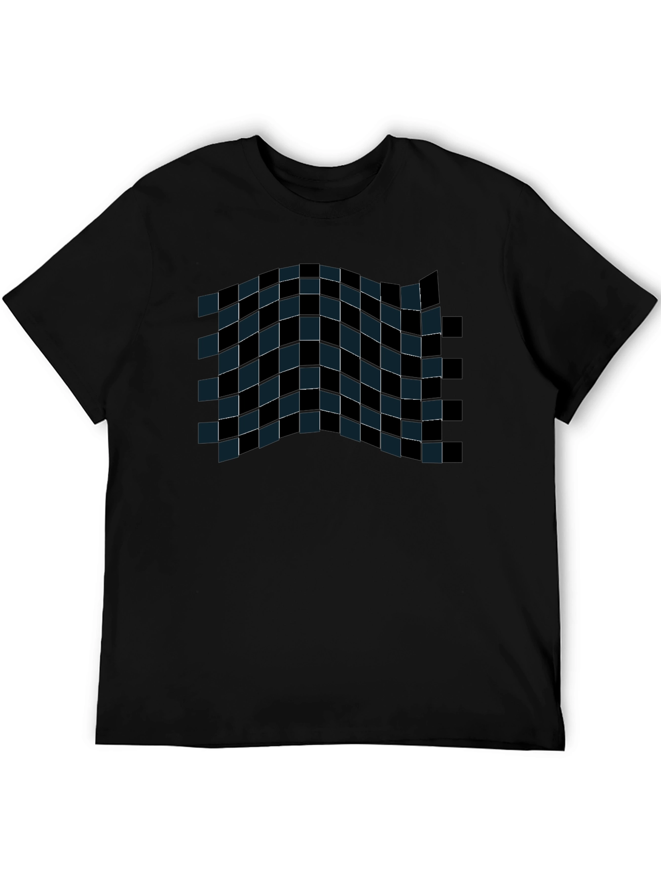 Checkered Wave Tee - Stylish Graphic T-Shirt