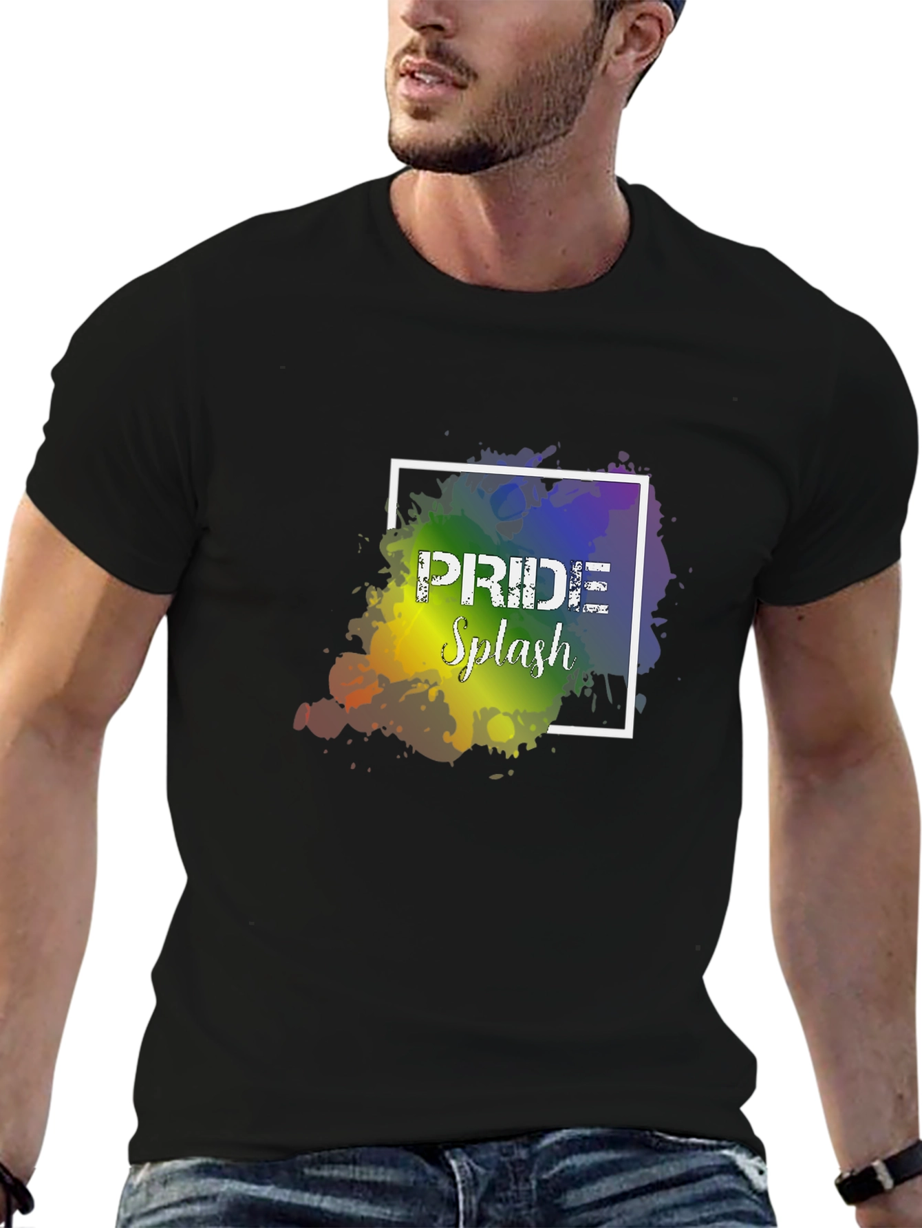 Pride Splash Graphic Tee - Black Cotton Blend