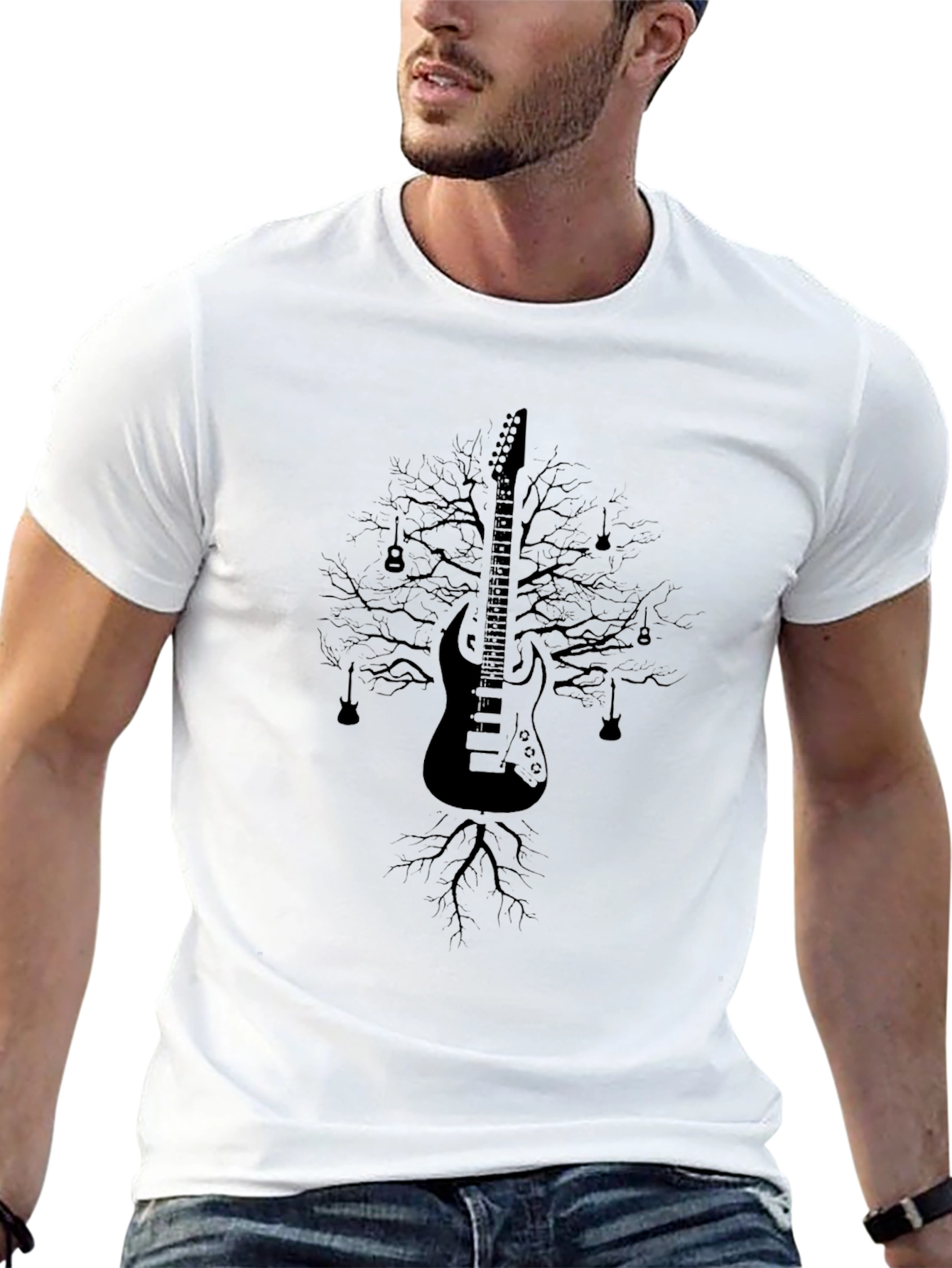 Guitar Tree Graphic Tee - Music Lovers Black T-Shirt