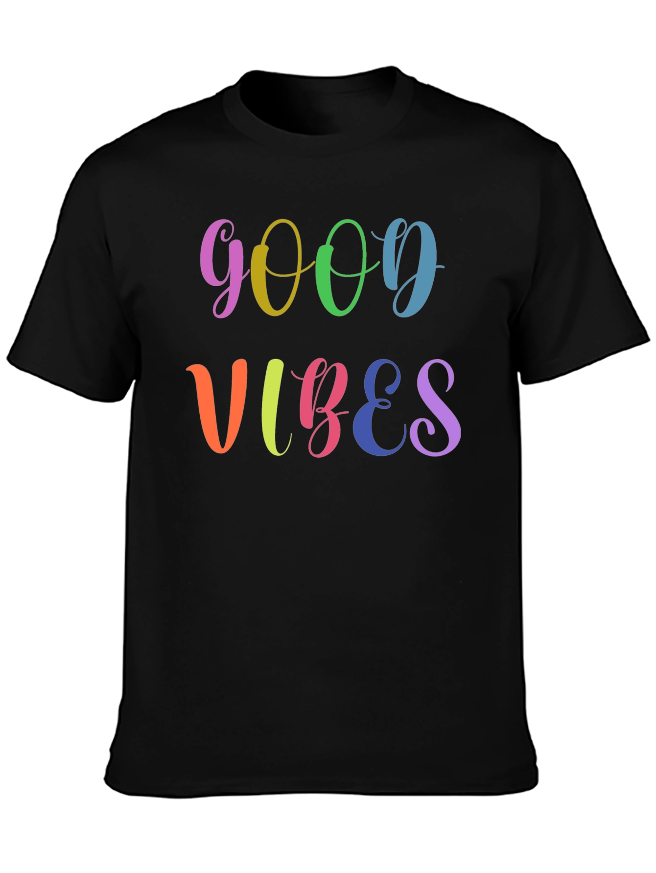 Good Vibes Rainbow Graphic Black T-Shirt