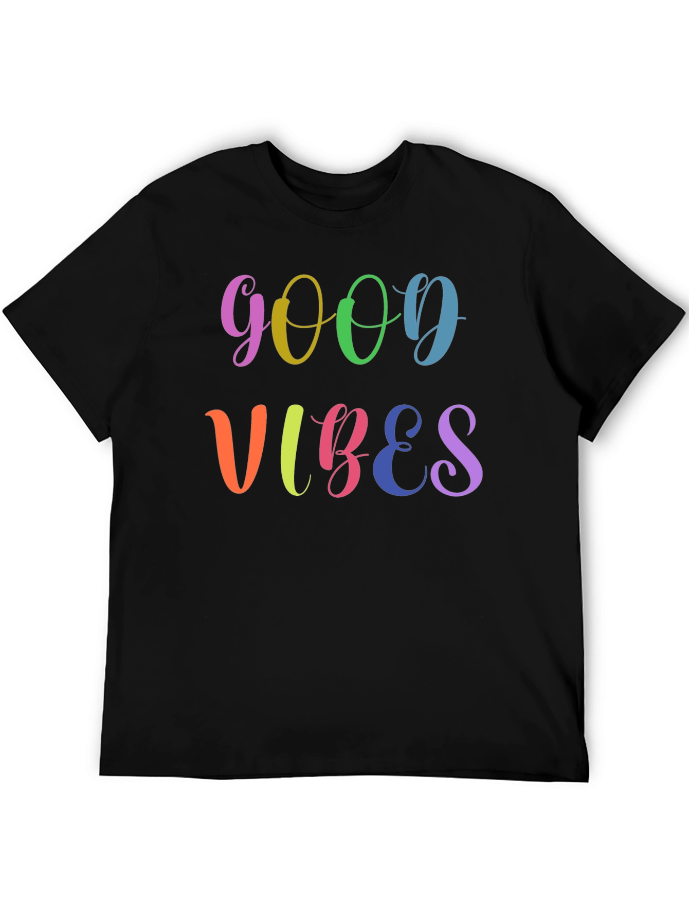 Good Vibes Rainbow Graphic Black T-Shirt