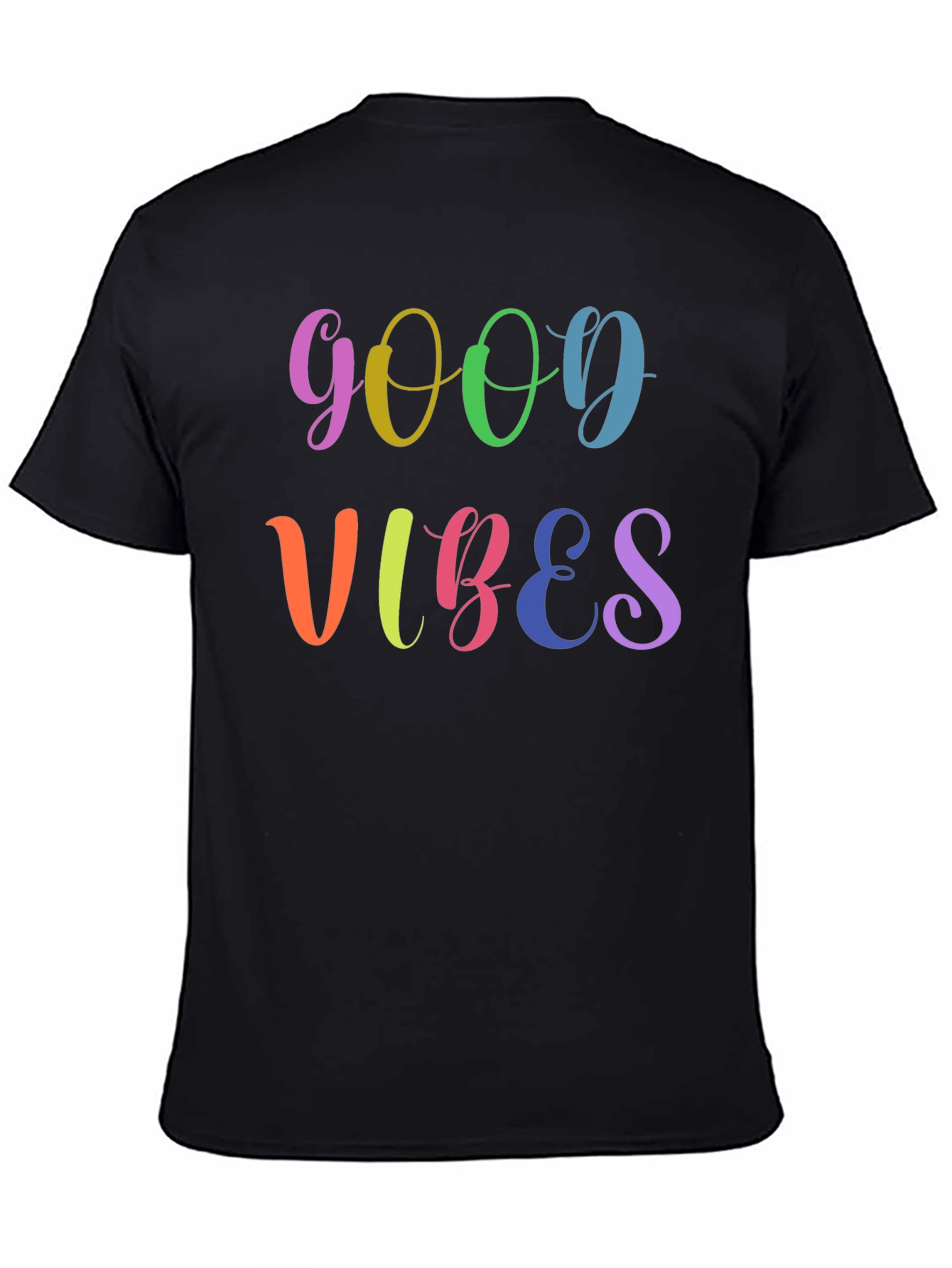 Good Vibes Rainbow Graphic Black T-Shirt