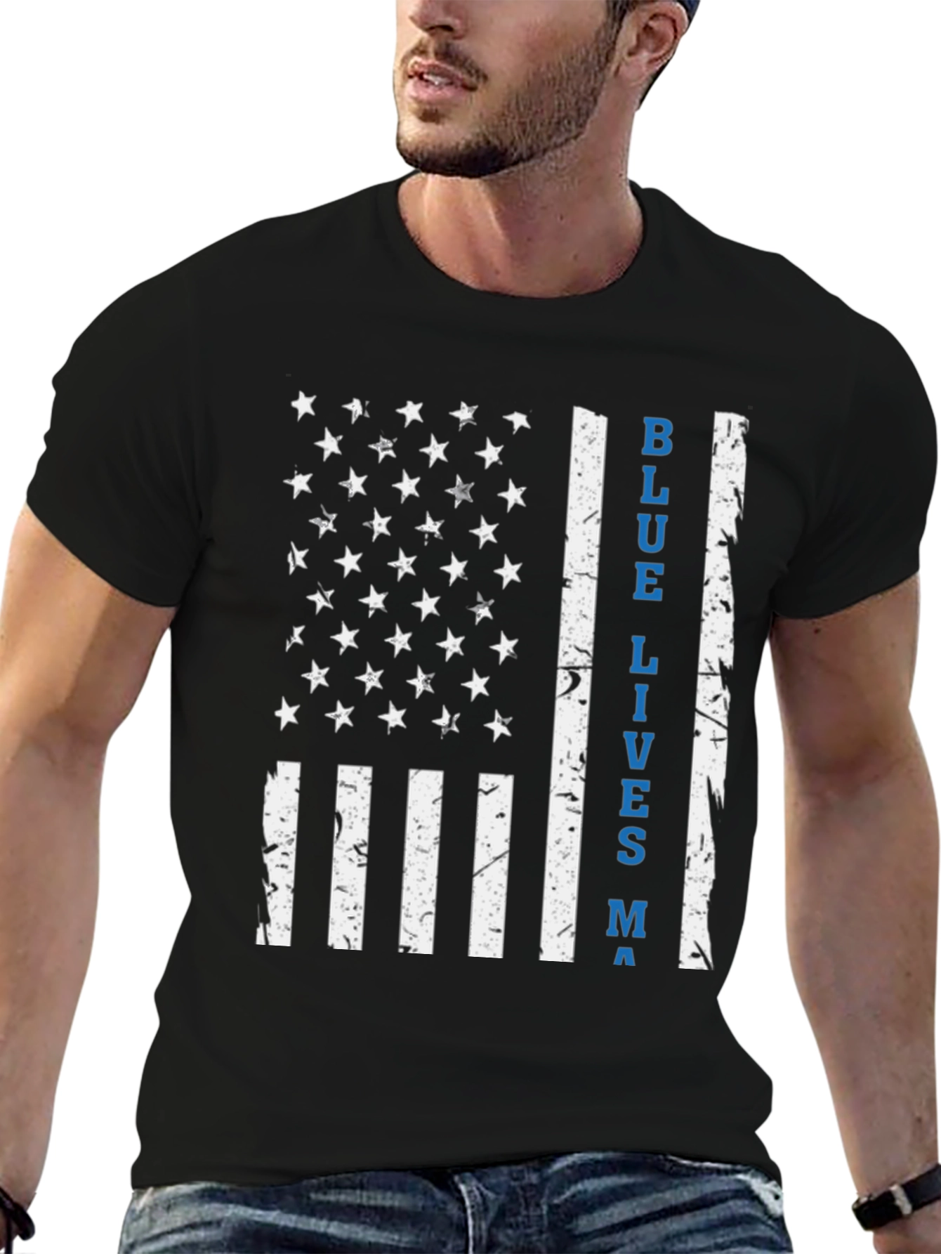 Blue Lives Matter American Flag T-Shirt