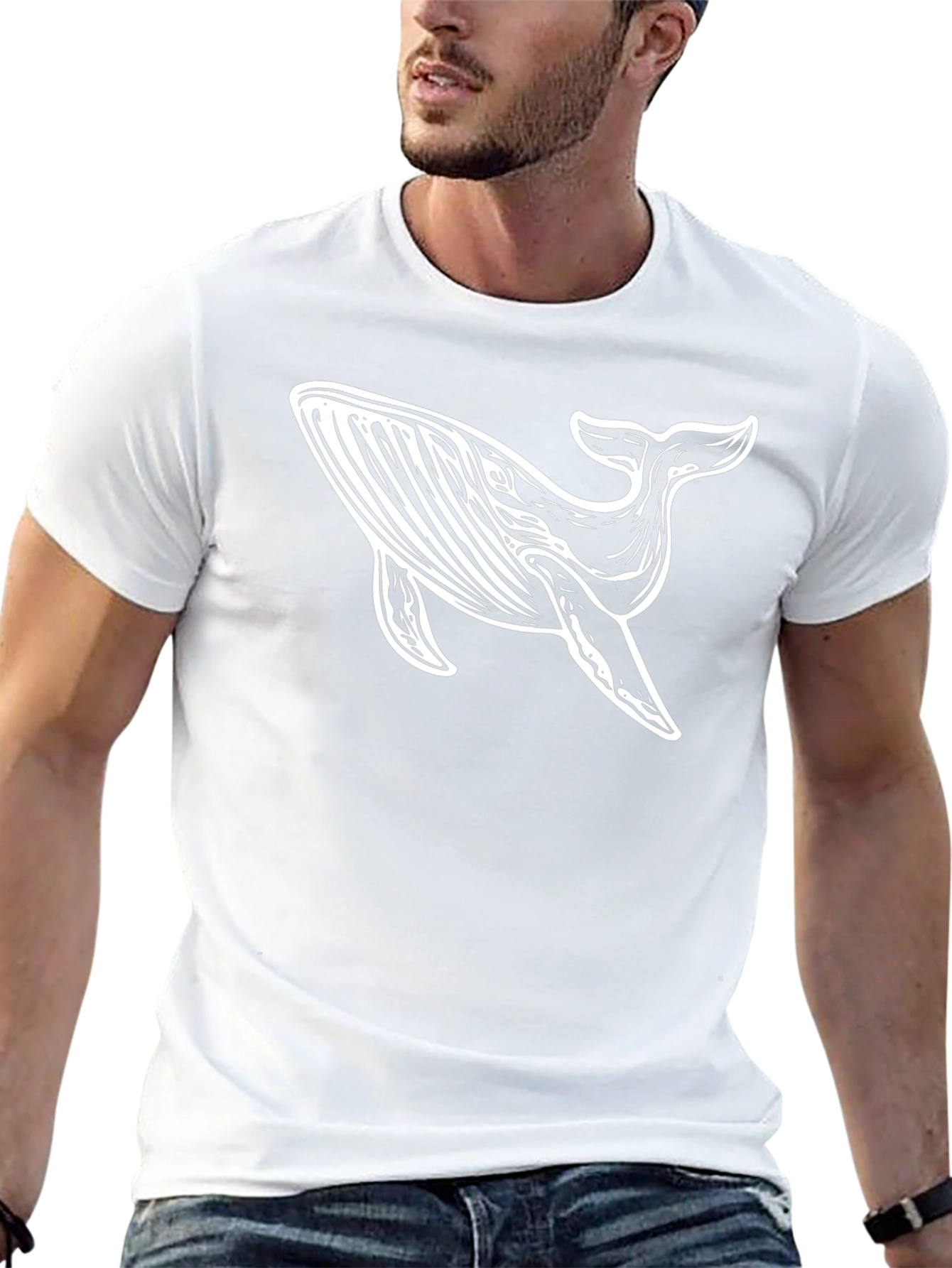 Whale Graphic Tee - Stylish Black Cotton T-Shirt