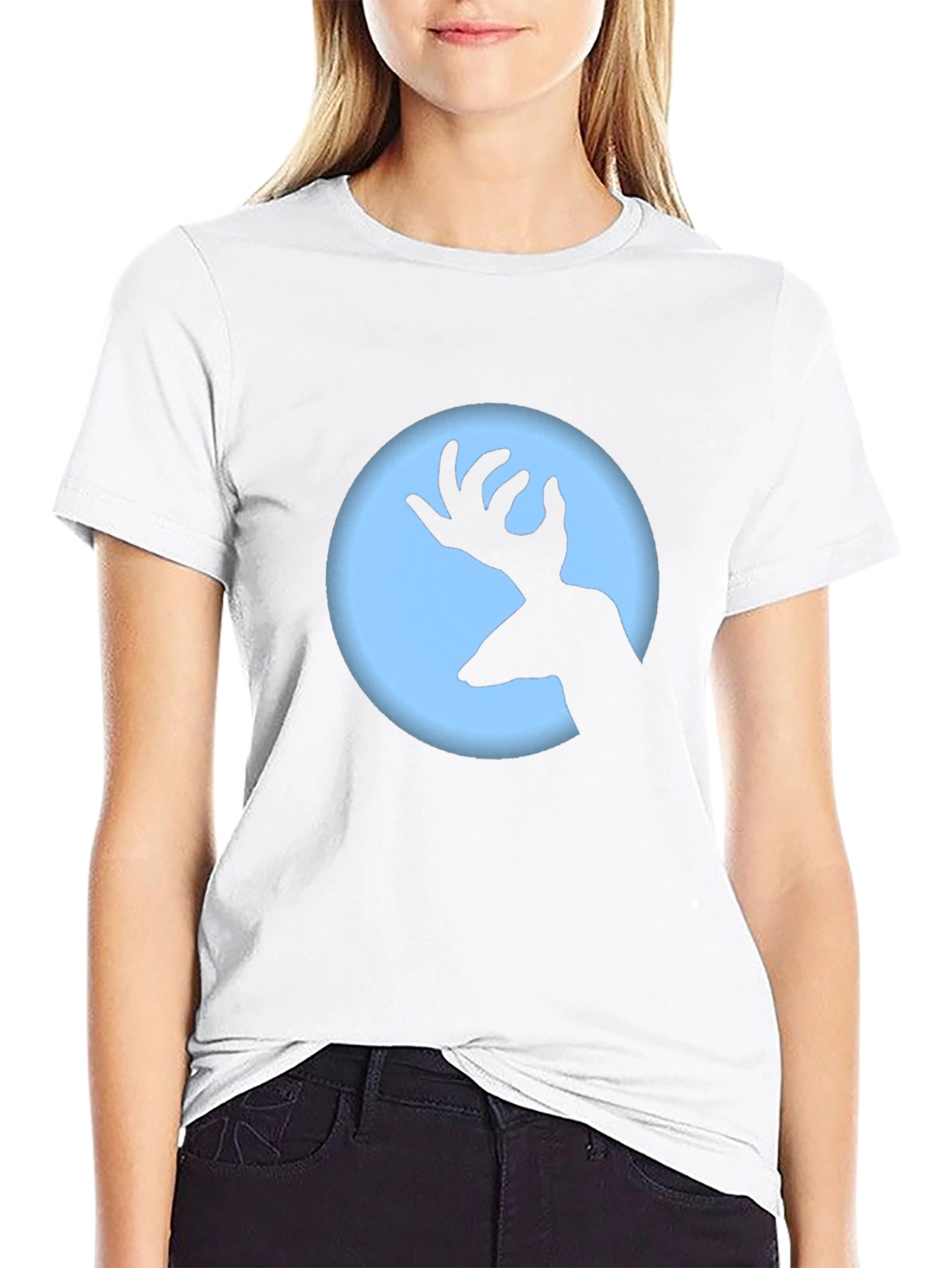 Deer Silhouette Graphic Tee - Black Crew Neck T-Shirt