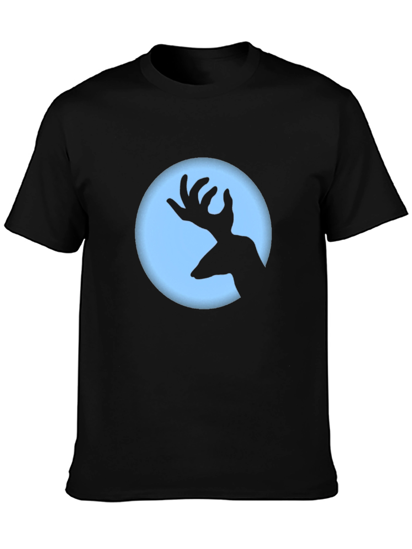 Deer Silhouette Graphic Tee - Black Crew Neck T-Shirt