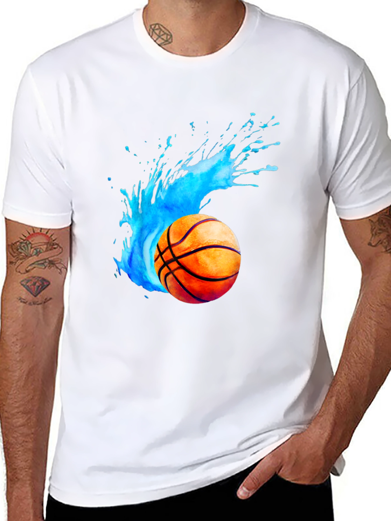 Basketball Splash Graphic Black T-Shirt
