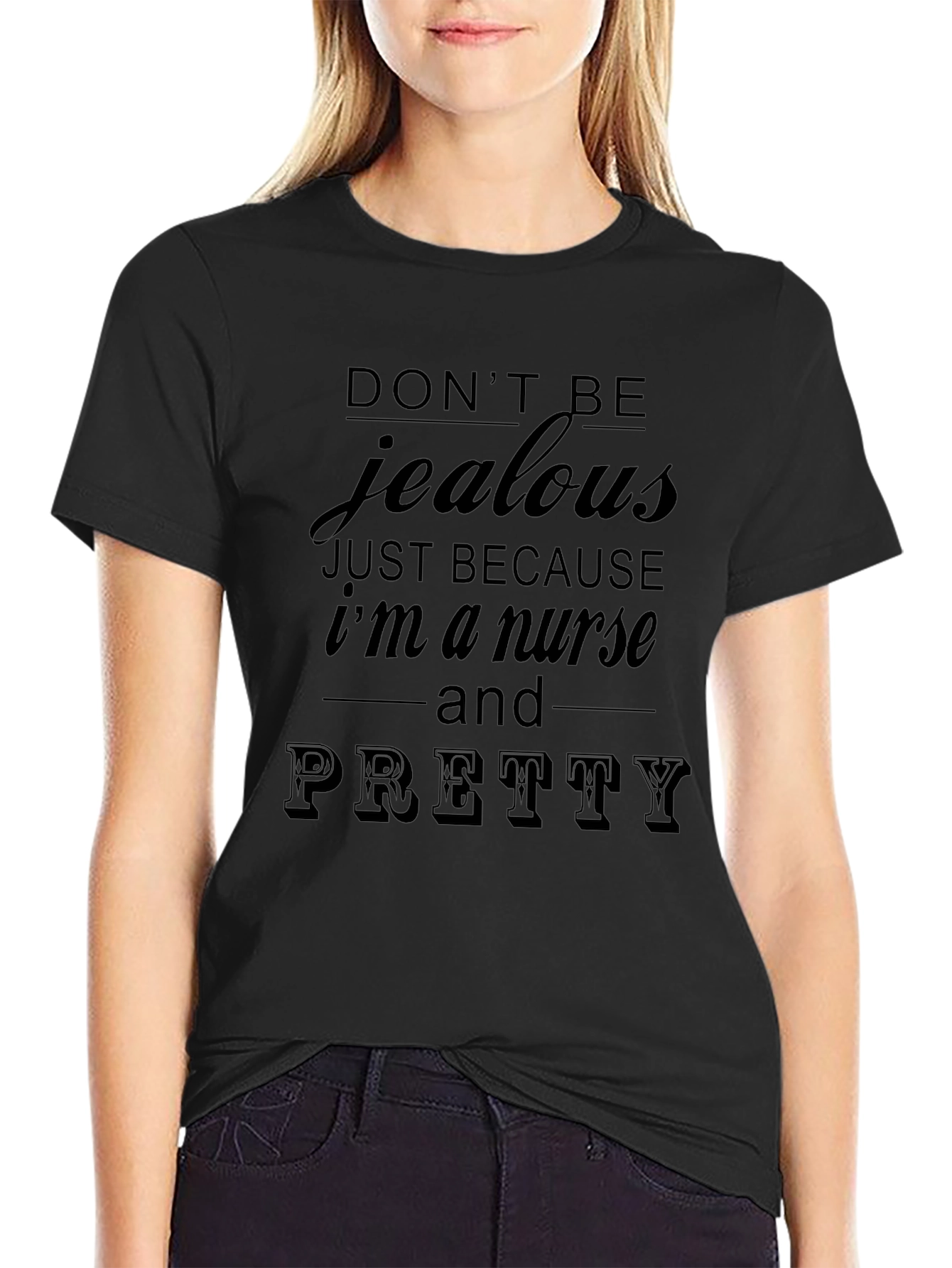 Nurse Pretty T-Shirt - Black Graphic Tee