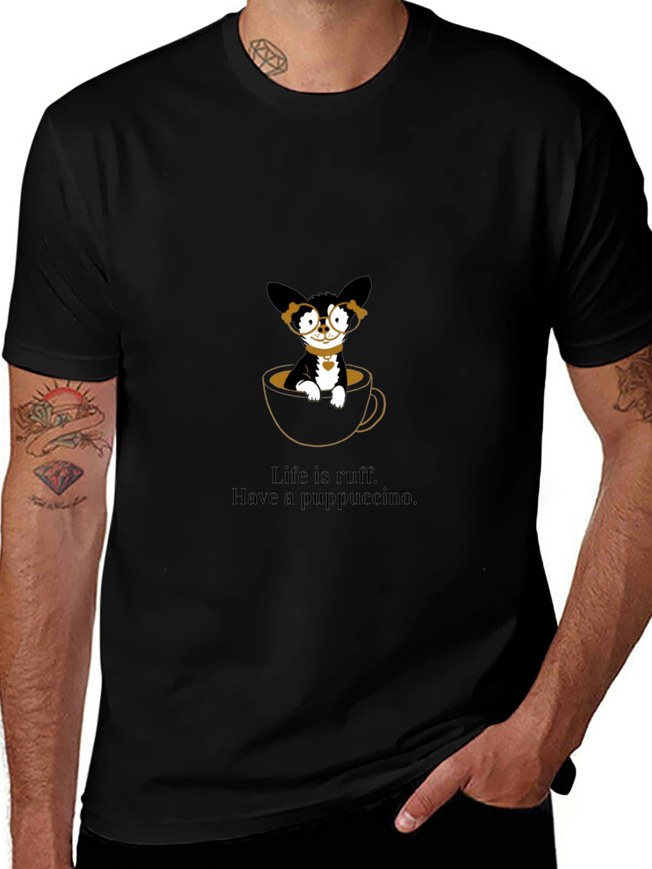 Puppuccino T-Shirt: Cute Dog in Coffee Cup Tee