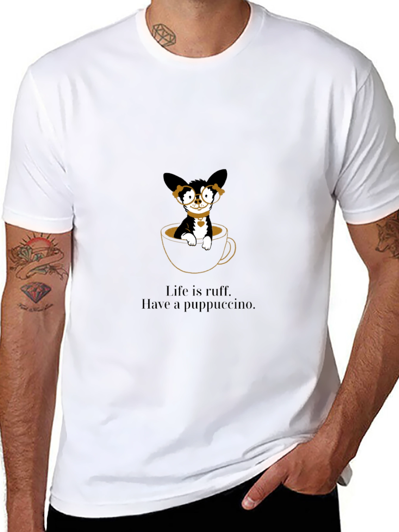 Puppuccino T-Shirt: Cute Dog in Coffee Cup Tee
