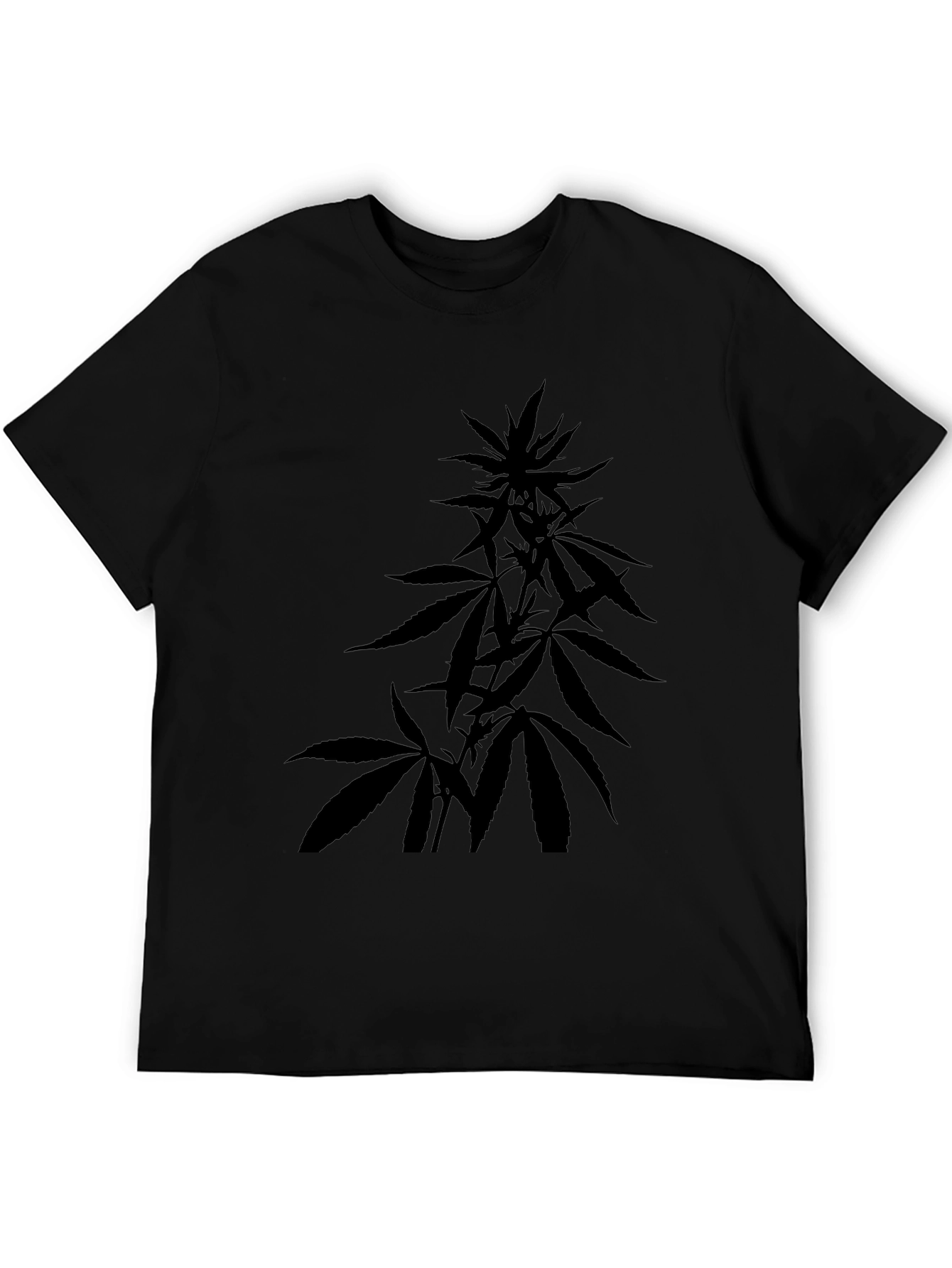 Cannabis Leaf Graphic Print Black T-Shirt