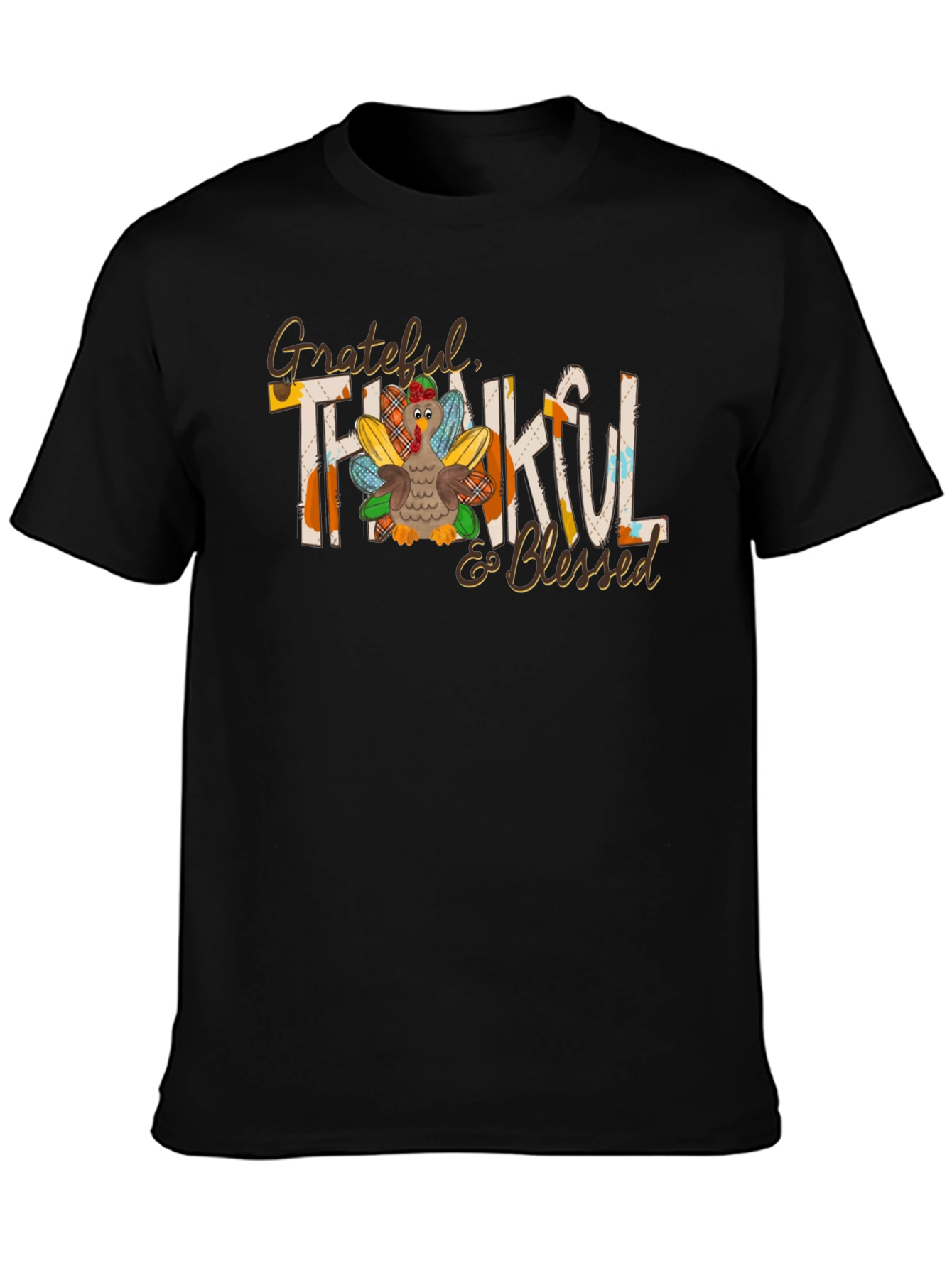 Grateful Thankful & Blessed Turkey T-Shirt
