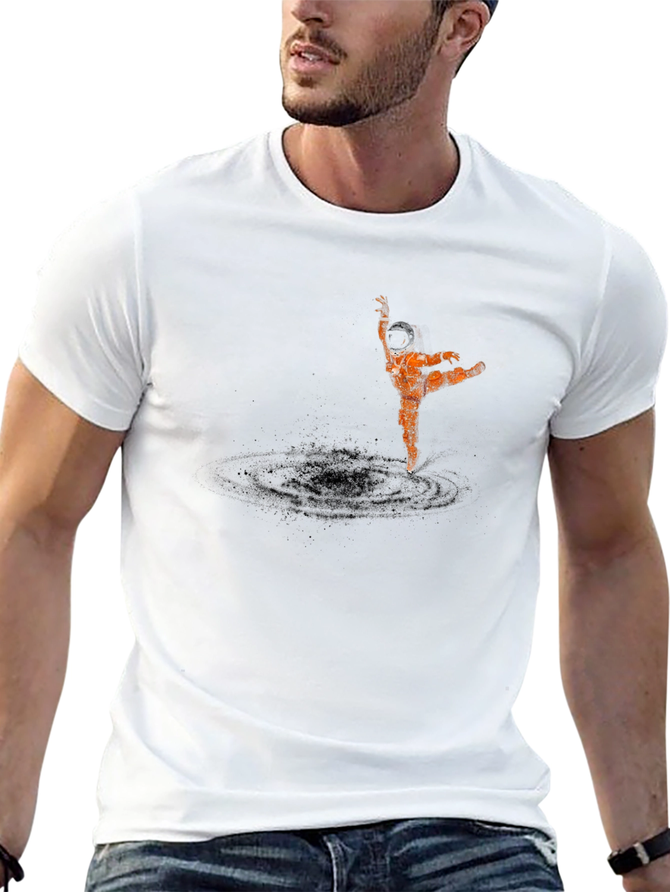 Astronaut Dancer Graphic Tee - Black Cotton T-Shirt