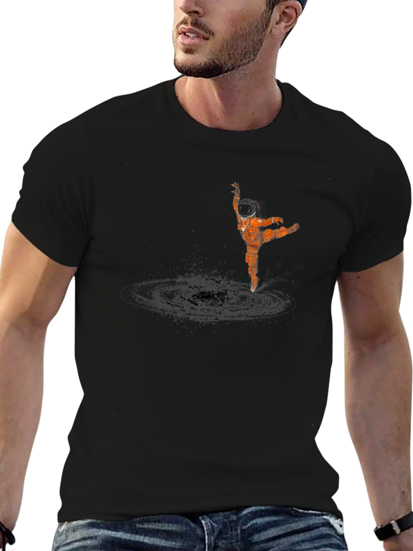 Astronaut Dancer Graphic Tee - Black Cotton T-Shirt