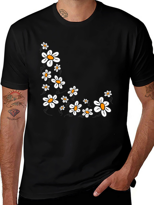 Daisy Graphic Print Black T-Shirt
