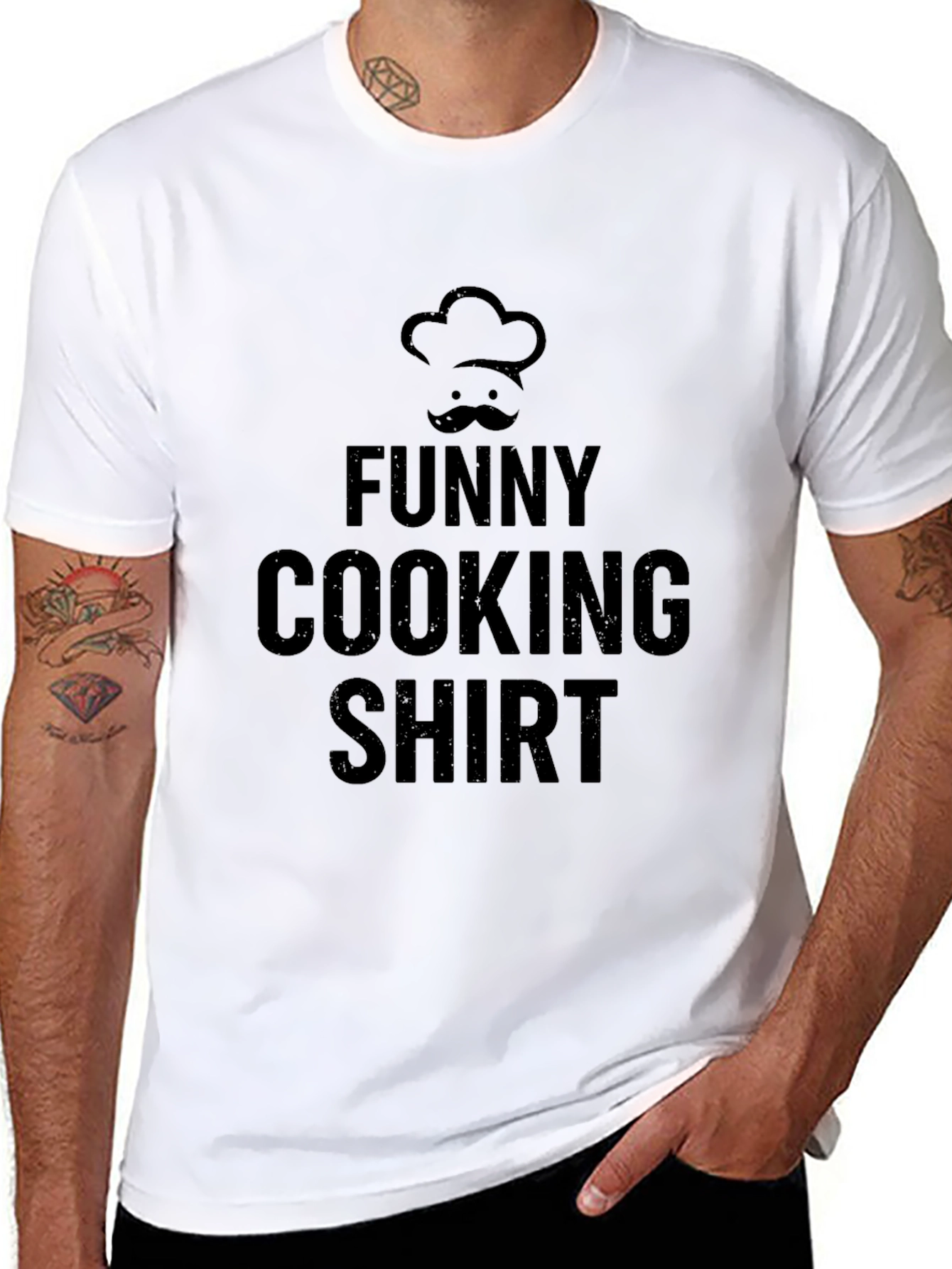 Funny Cooking Shirt Chefs Hat & Mustache T-Shirt