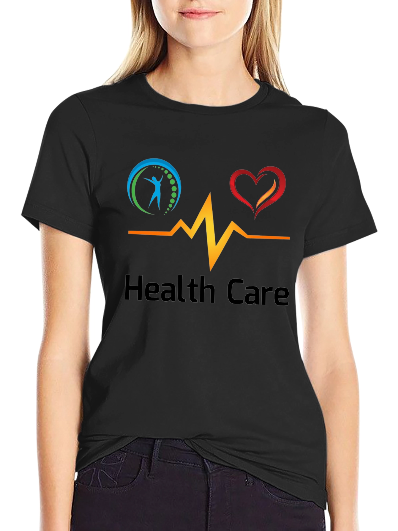 Health Care Graphic Black T-Shirt