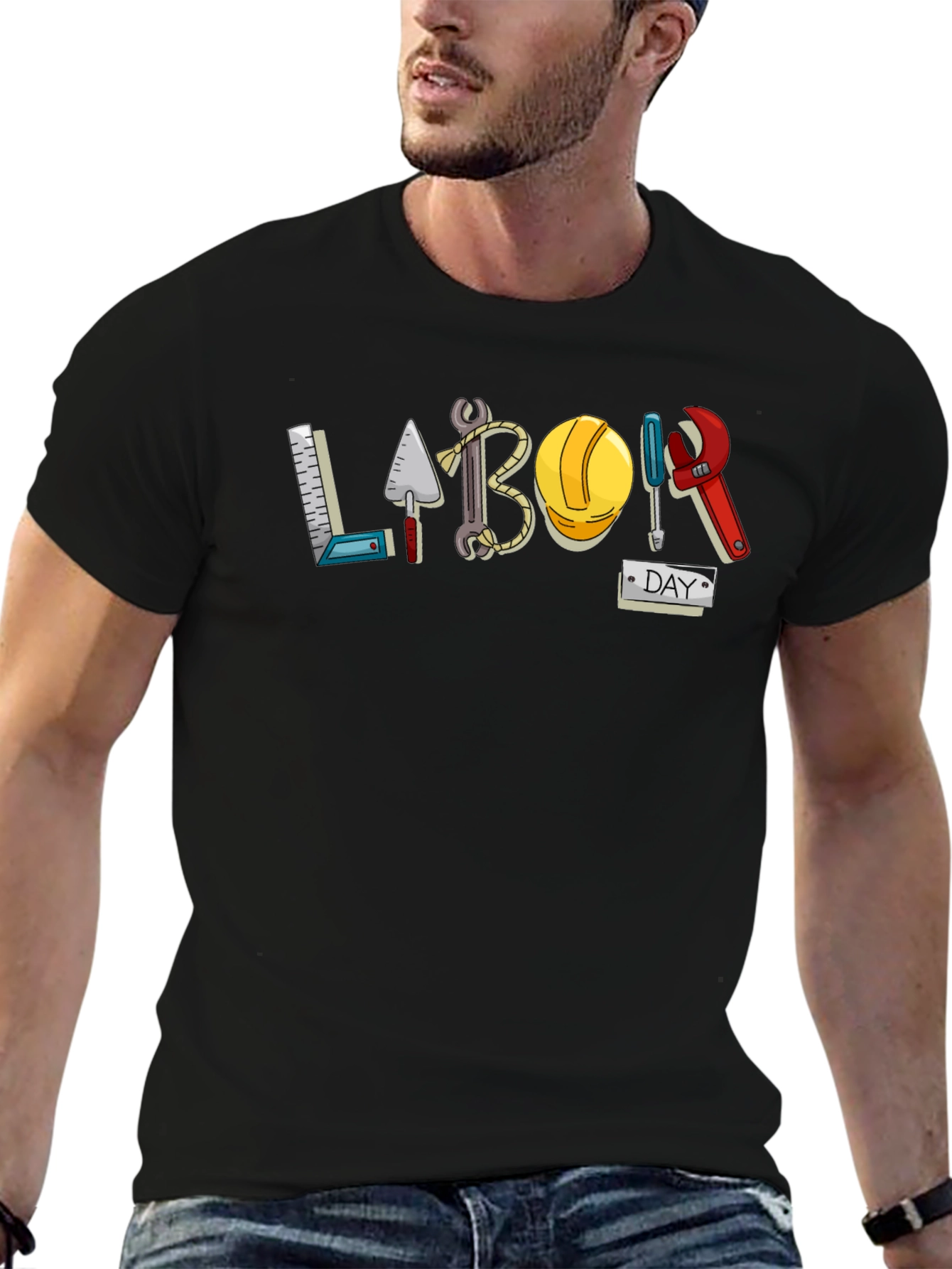 Labor Day Black Graphic T-Shirt