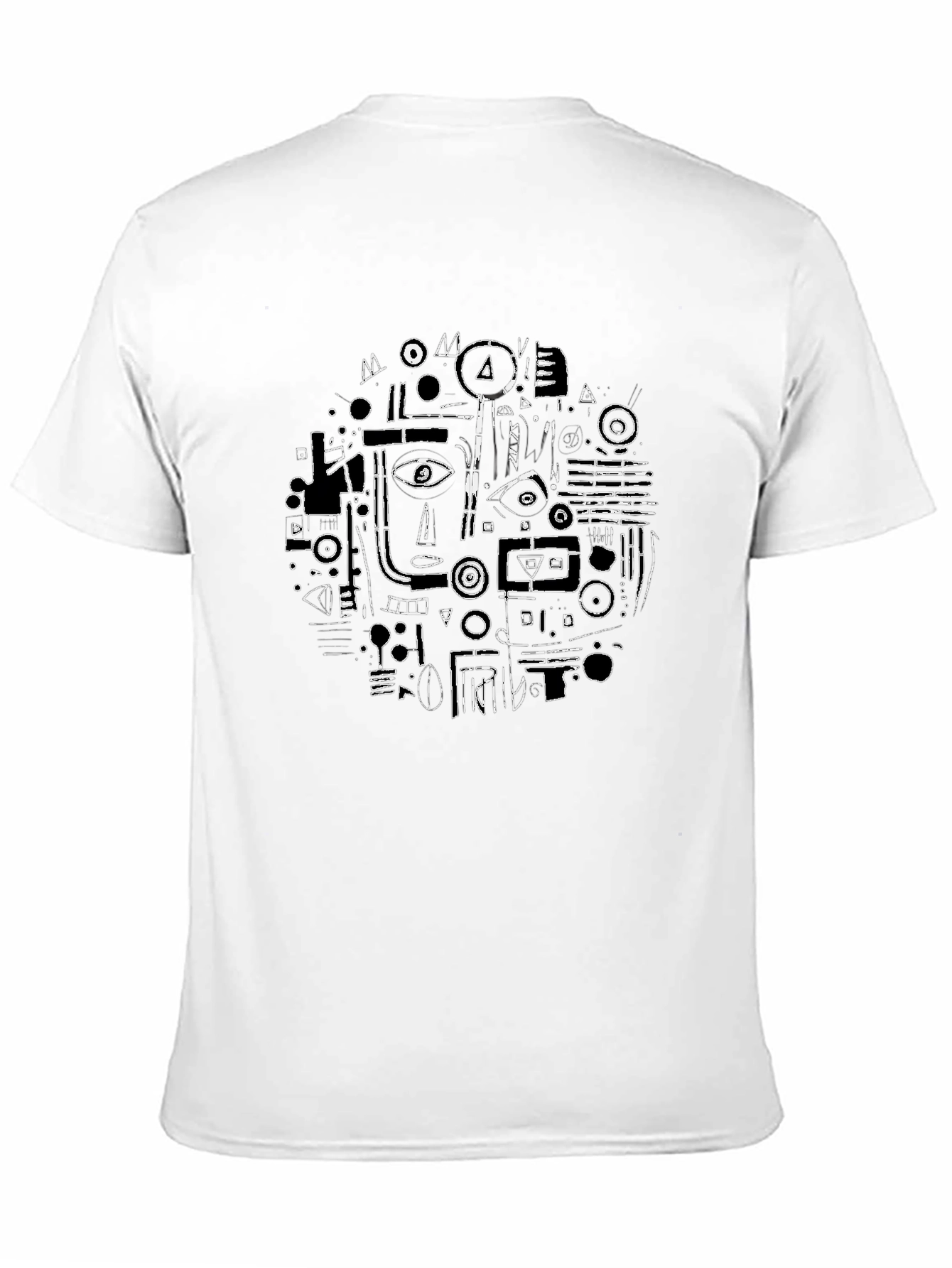 Abstract Face Graphic Black T-Shirt