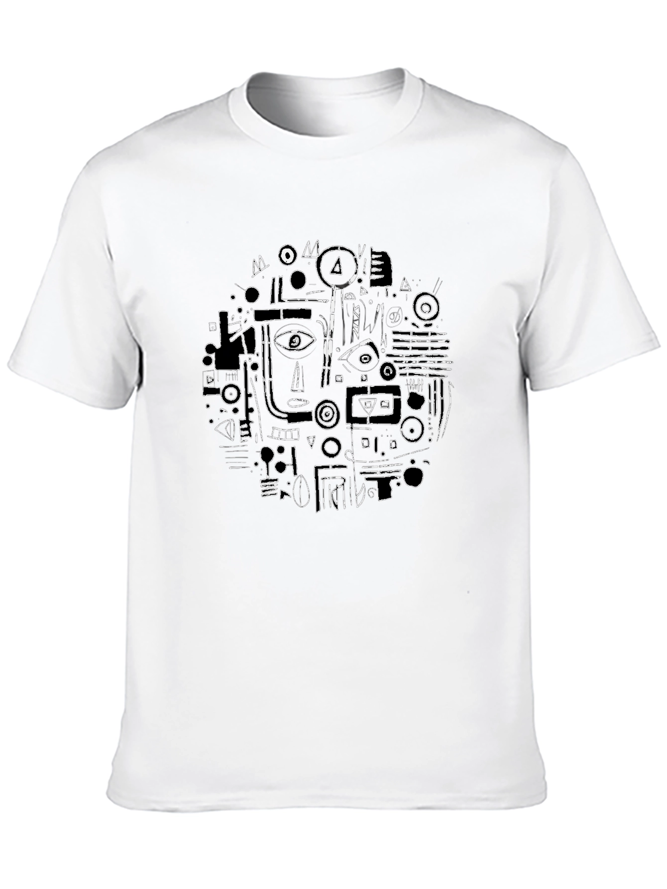 Abstract Face Graphic Black T-Shirt