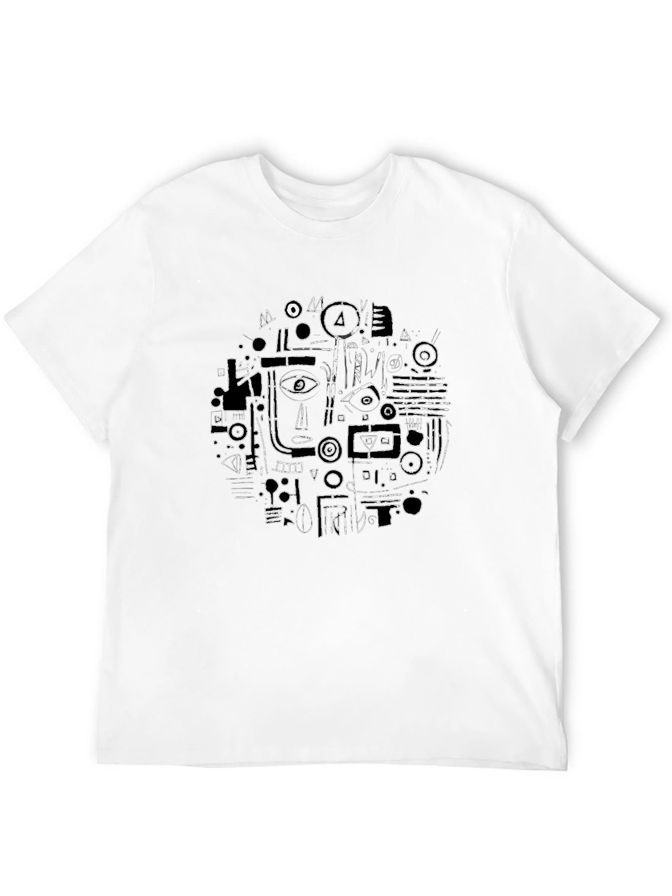 Abstract Face Graphic Black T-Shirt