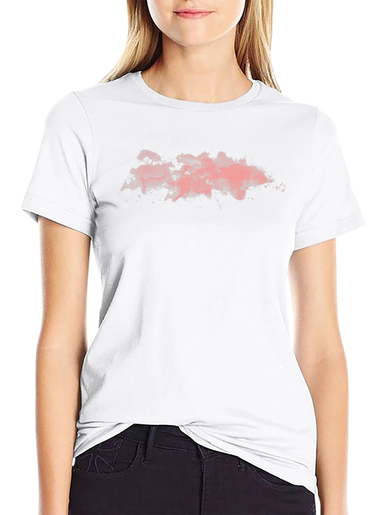 Pink Cloud Graphic Black T-Shirt