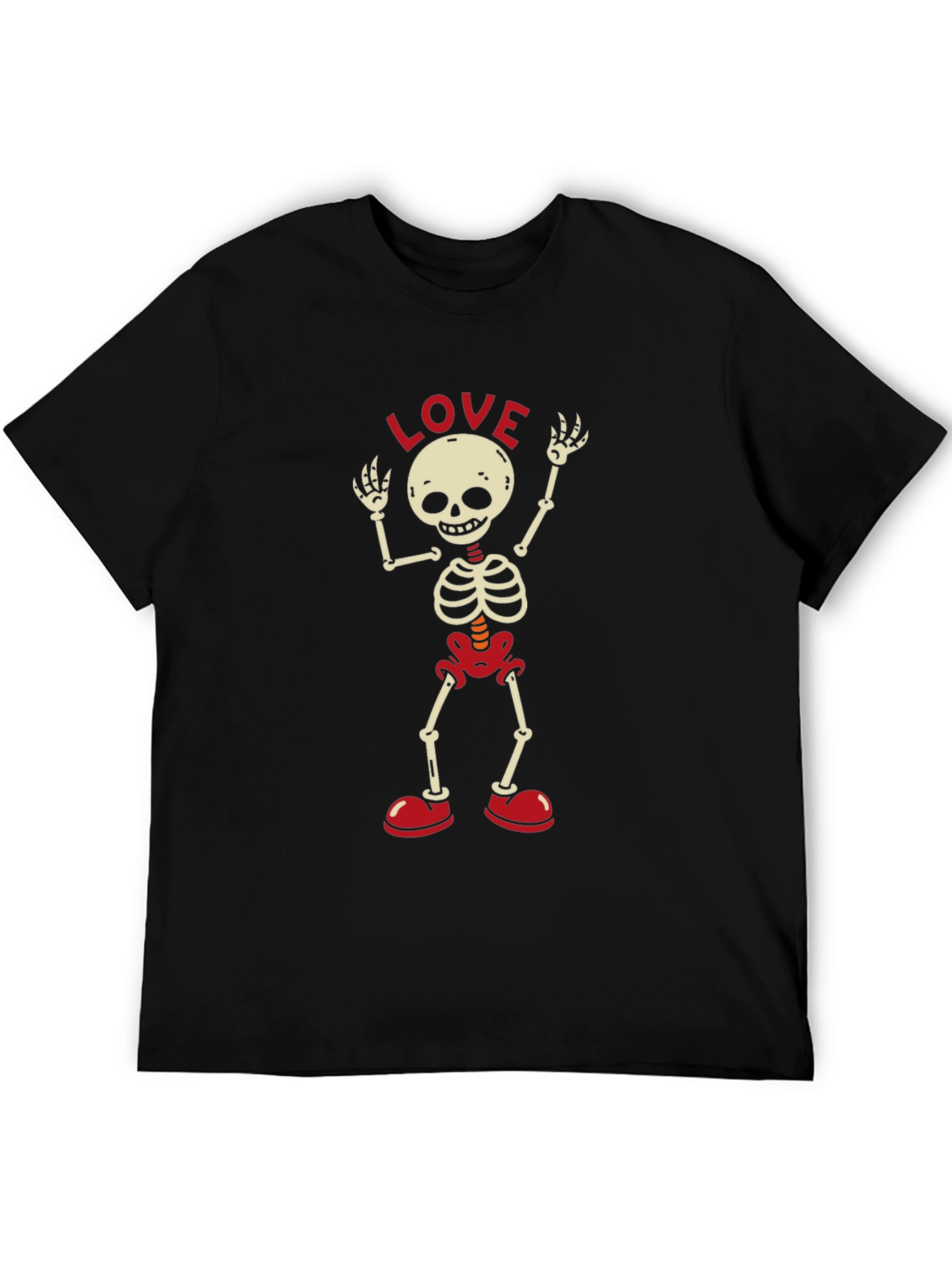 Skeleton LOVE T-Shirt - Black Crew Neck Tee