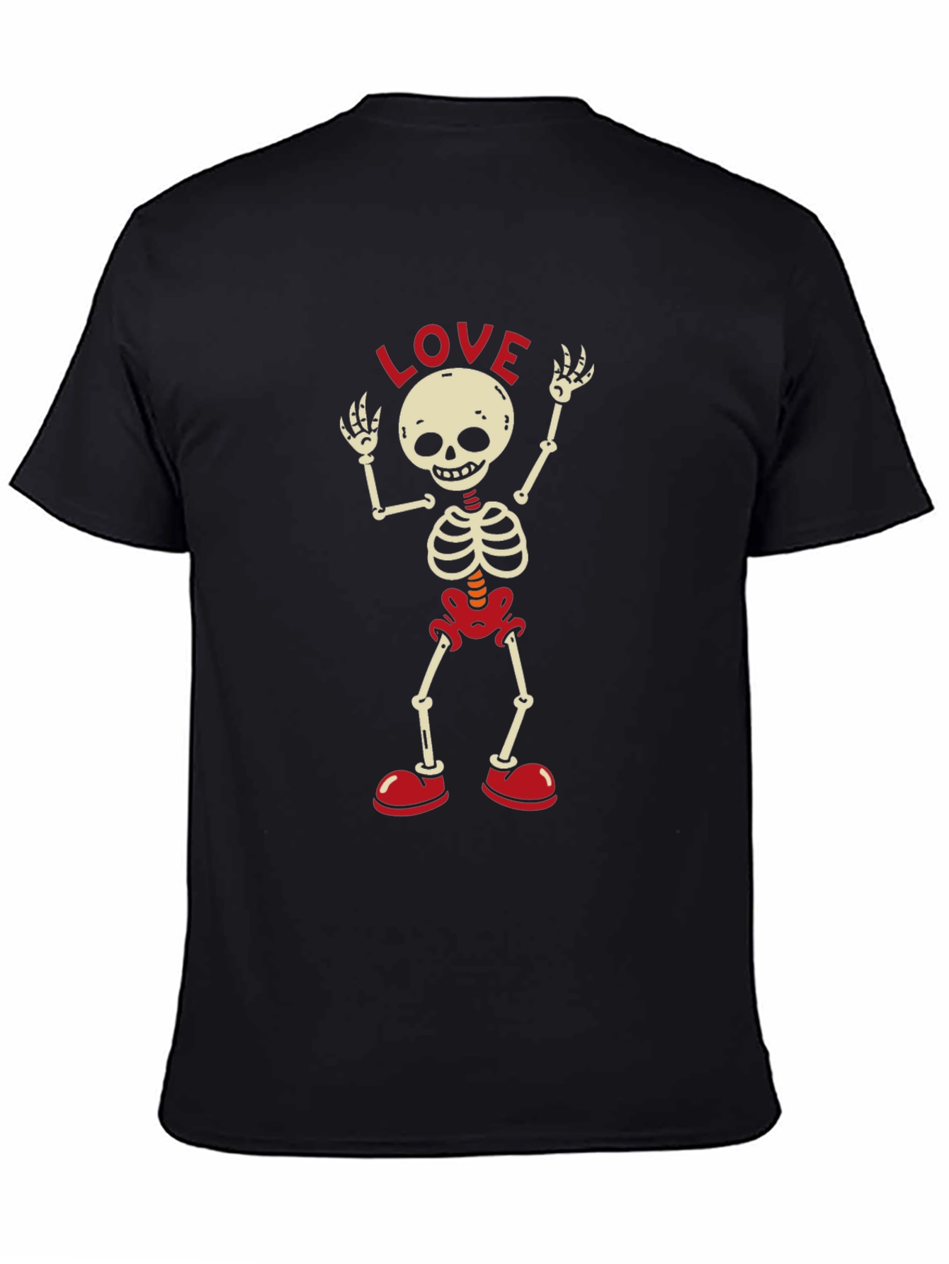 Skeleton LOVE T-Shirt - Black Crew Neck Tee
