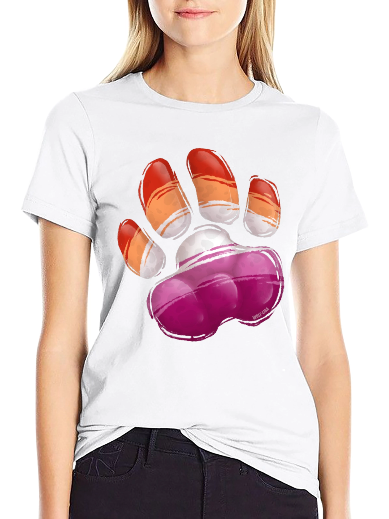 Lesbian Pride Paw Print T-Shirt - Graphic Tee