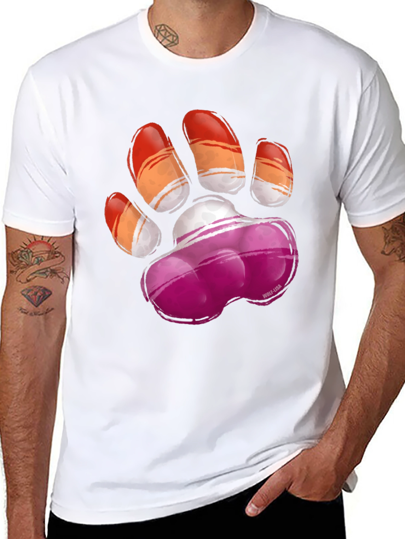 Lesbian Pride Paw Print T-Shirt - Graphic Tee