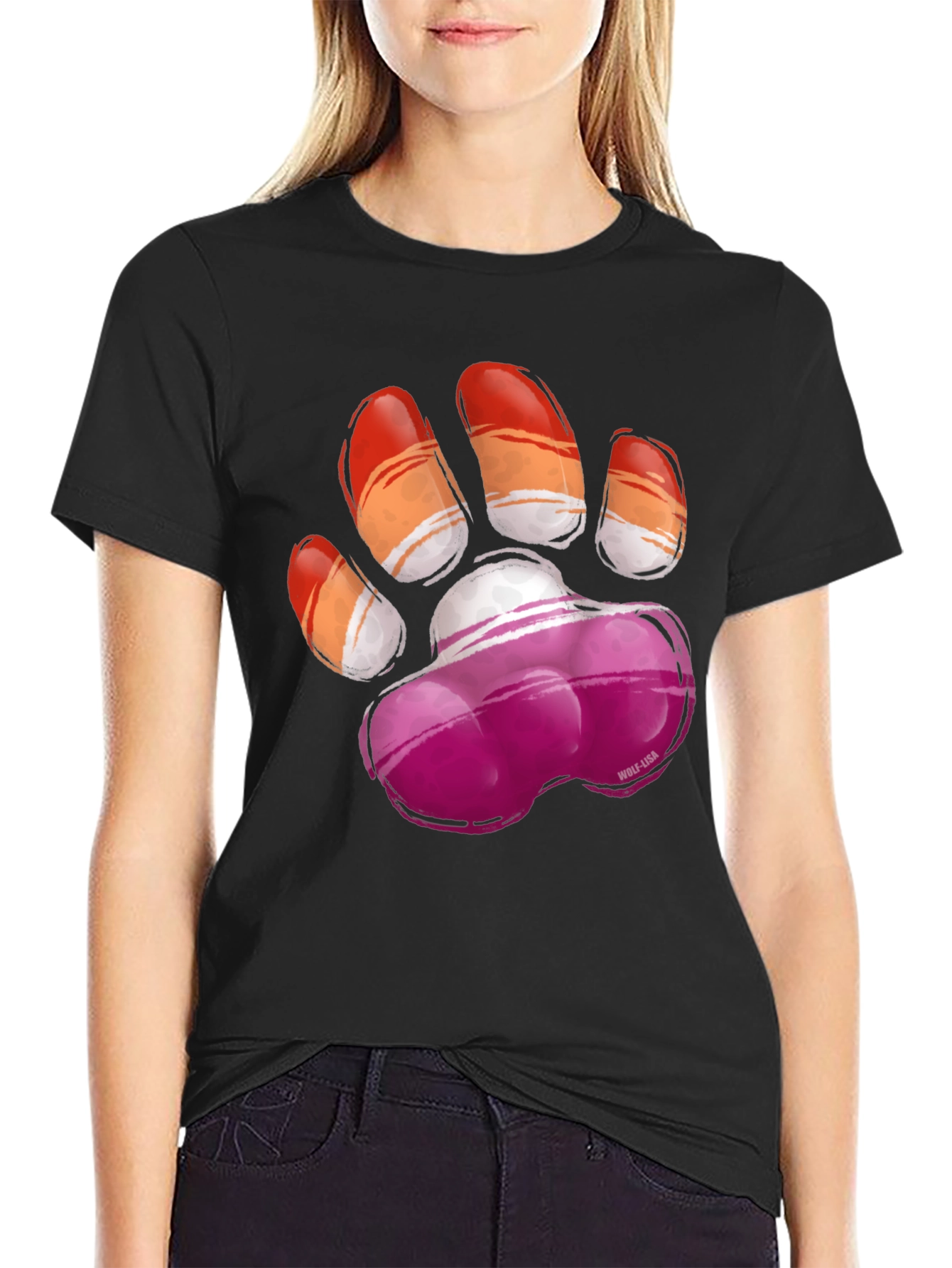 Lesbian Pride Paw Print T-Shirt - Graphic Tee