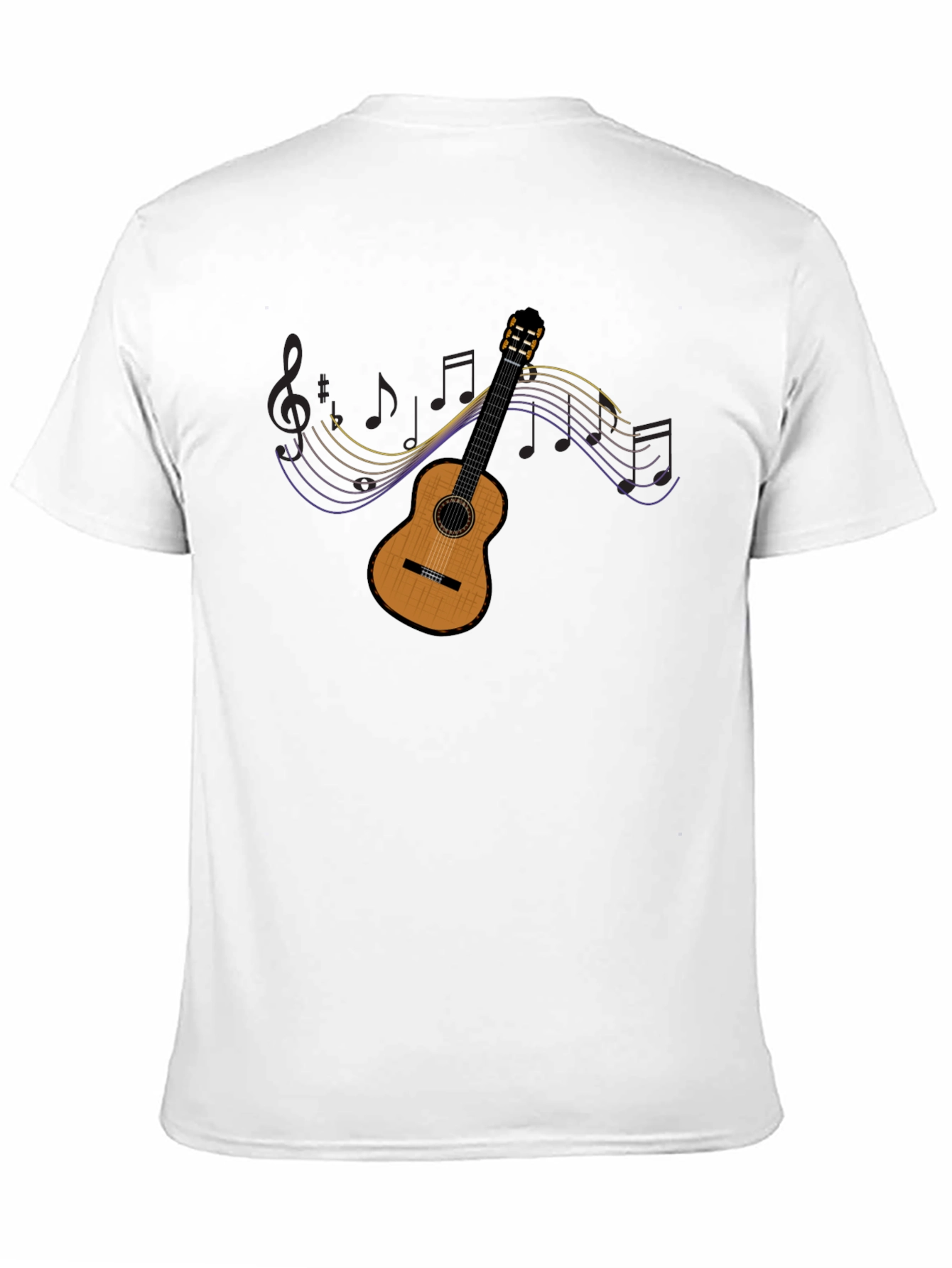 Guitar Music Notes Graphic Tee - Black