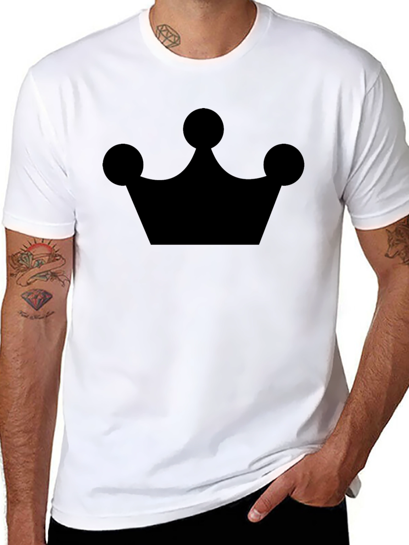 Crown Graphic Tee - Stylish Mens Black T-Shirt