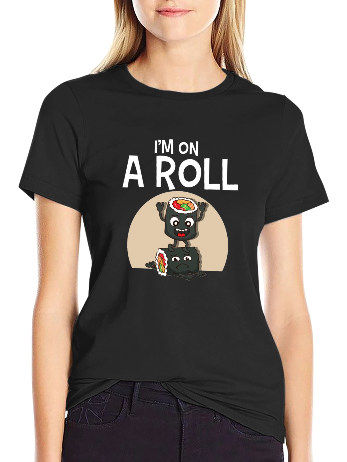 Im on A Roll Sushi Graphic Tee - Black