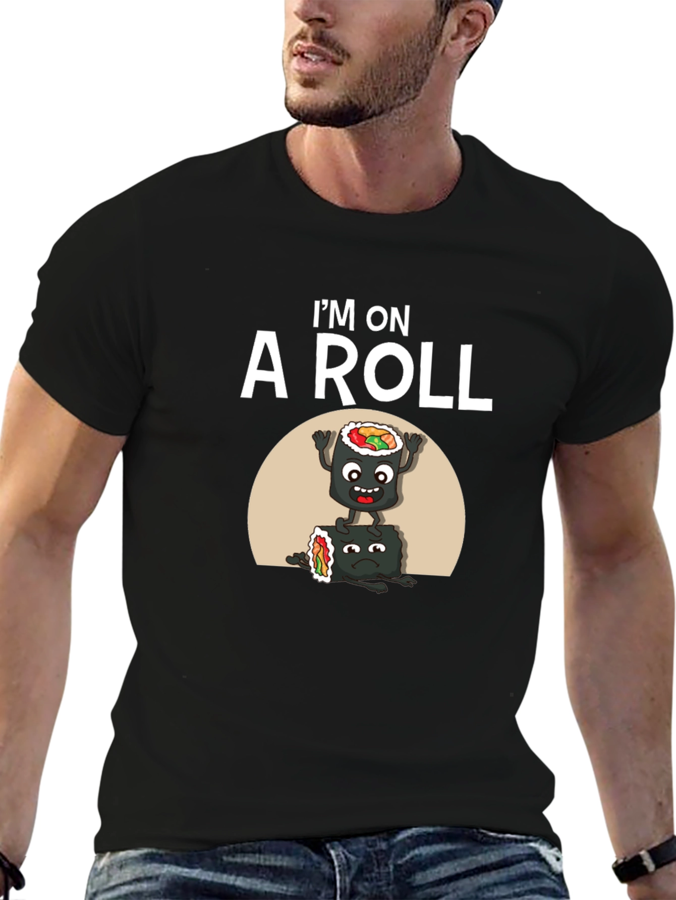 Im on A Roll Sushi Graphic Tee - Black