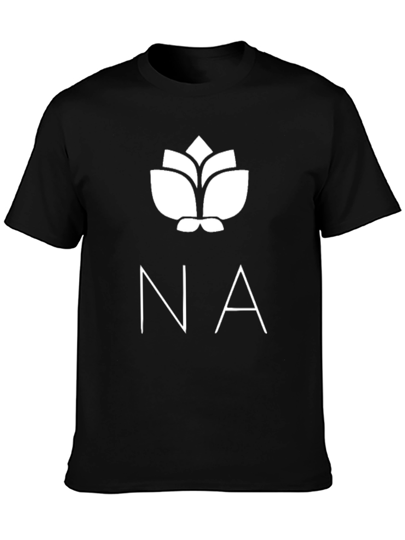 Black T-Shirt with White Flower Logo