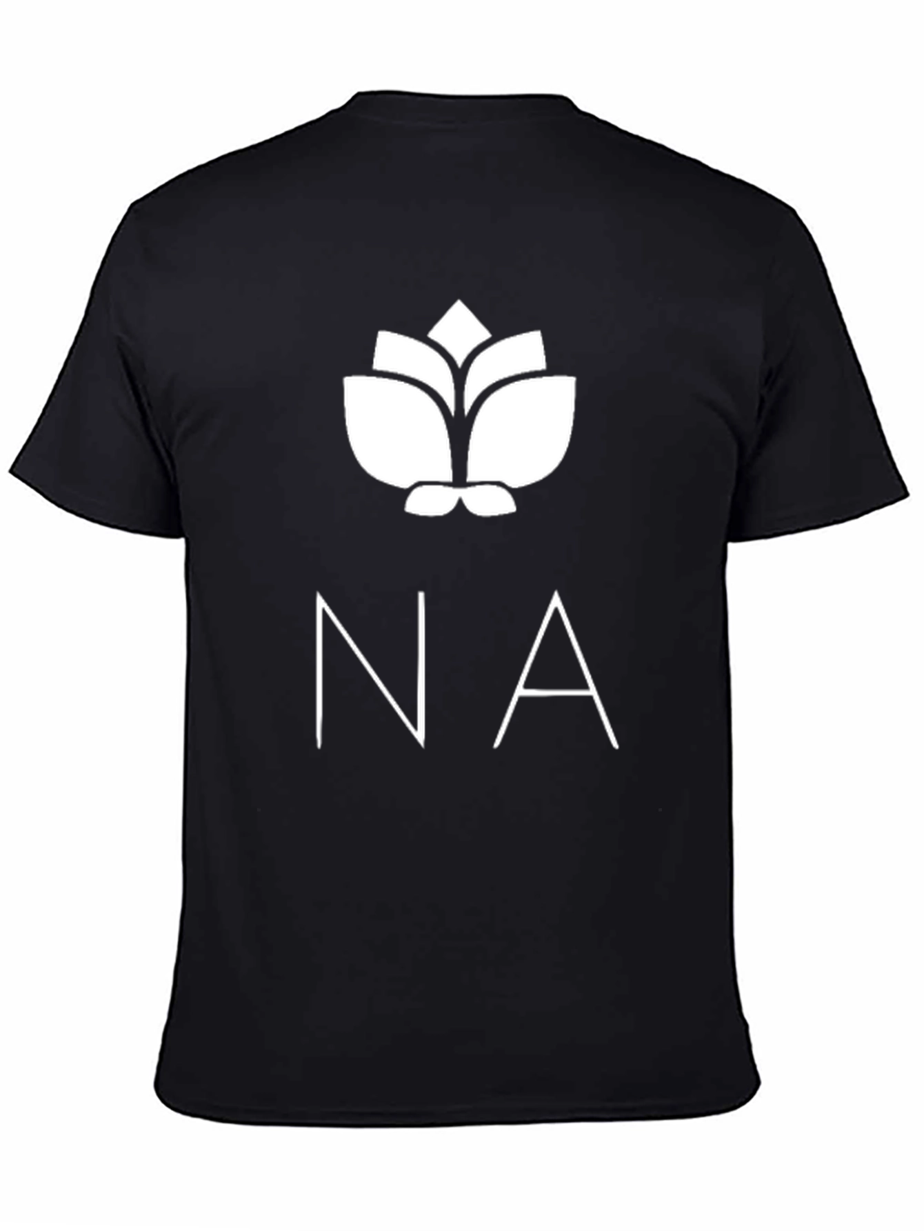 Black T-Shirt with White Flower Logo