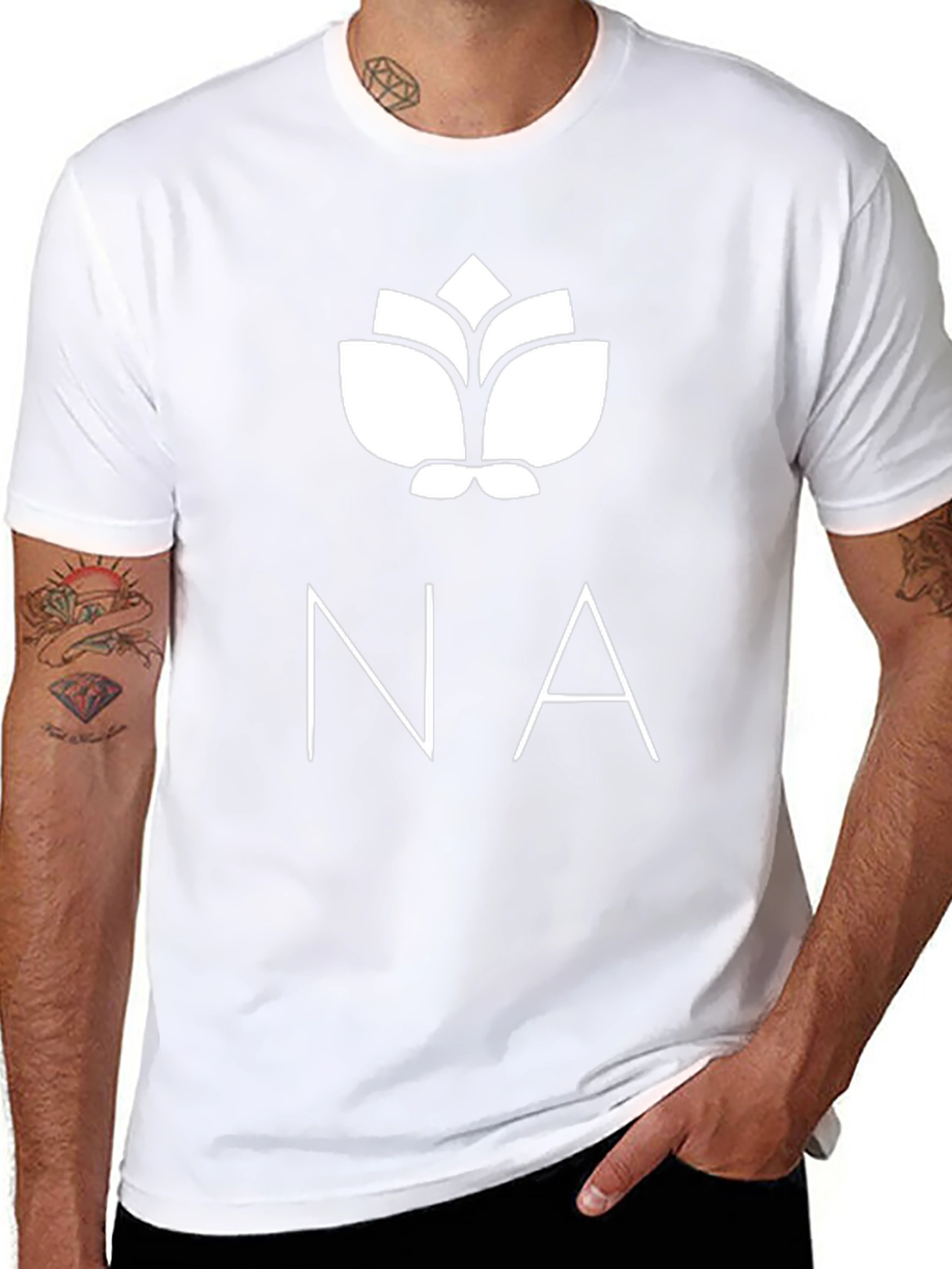 Black T-Shirt with White Flower Logo