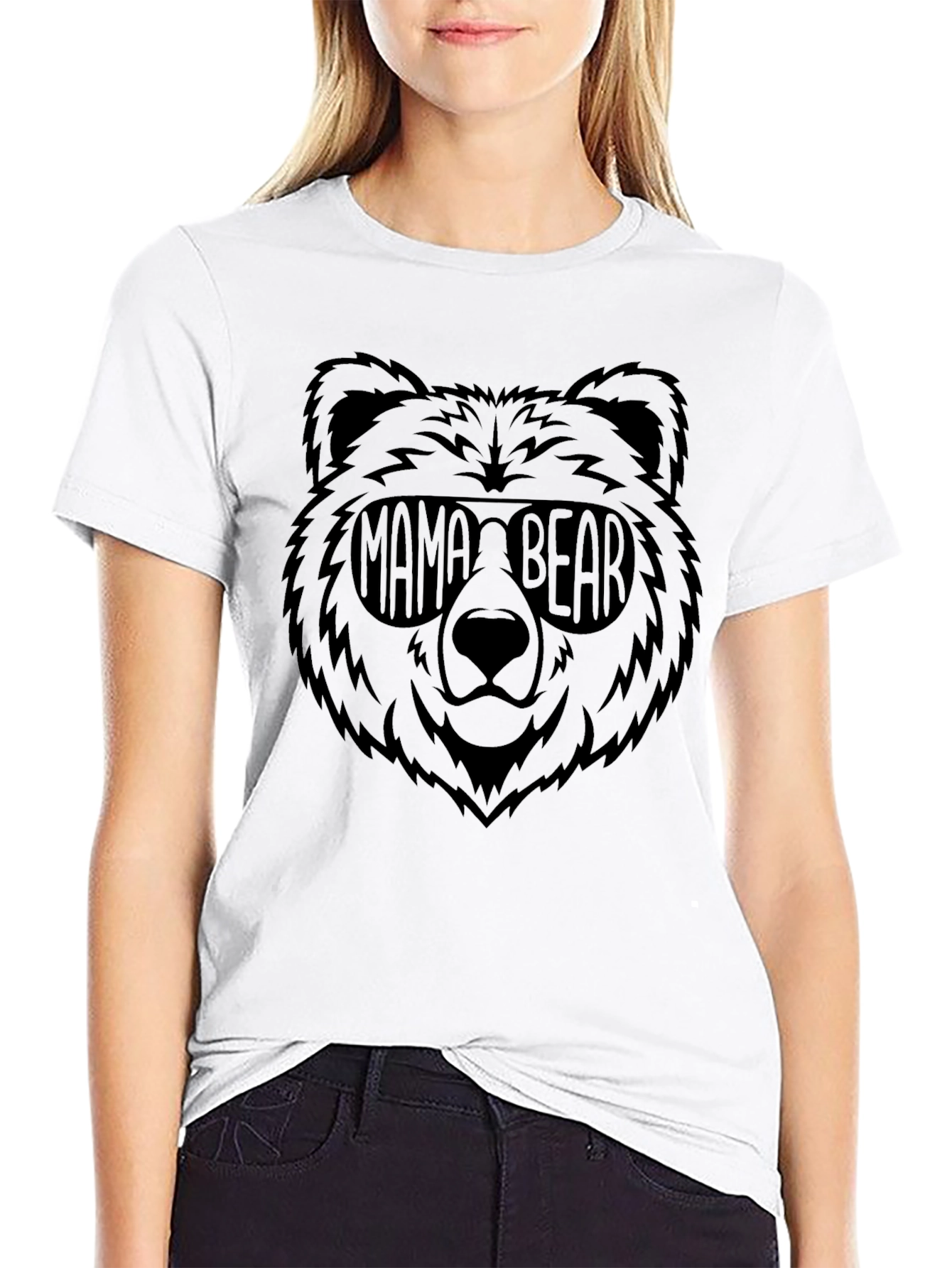 Mama Bear Graphic Tee - Trendy Black Shirt