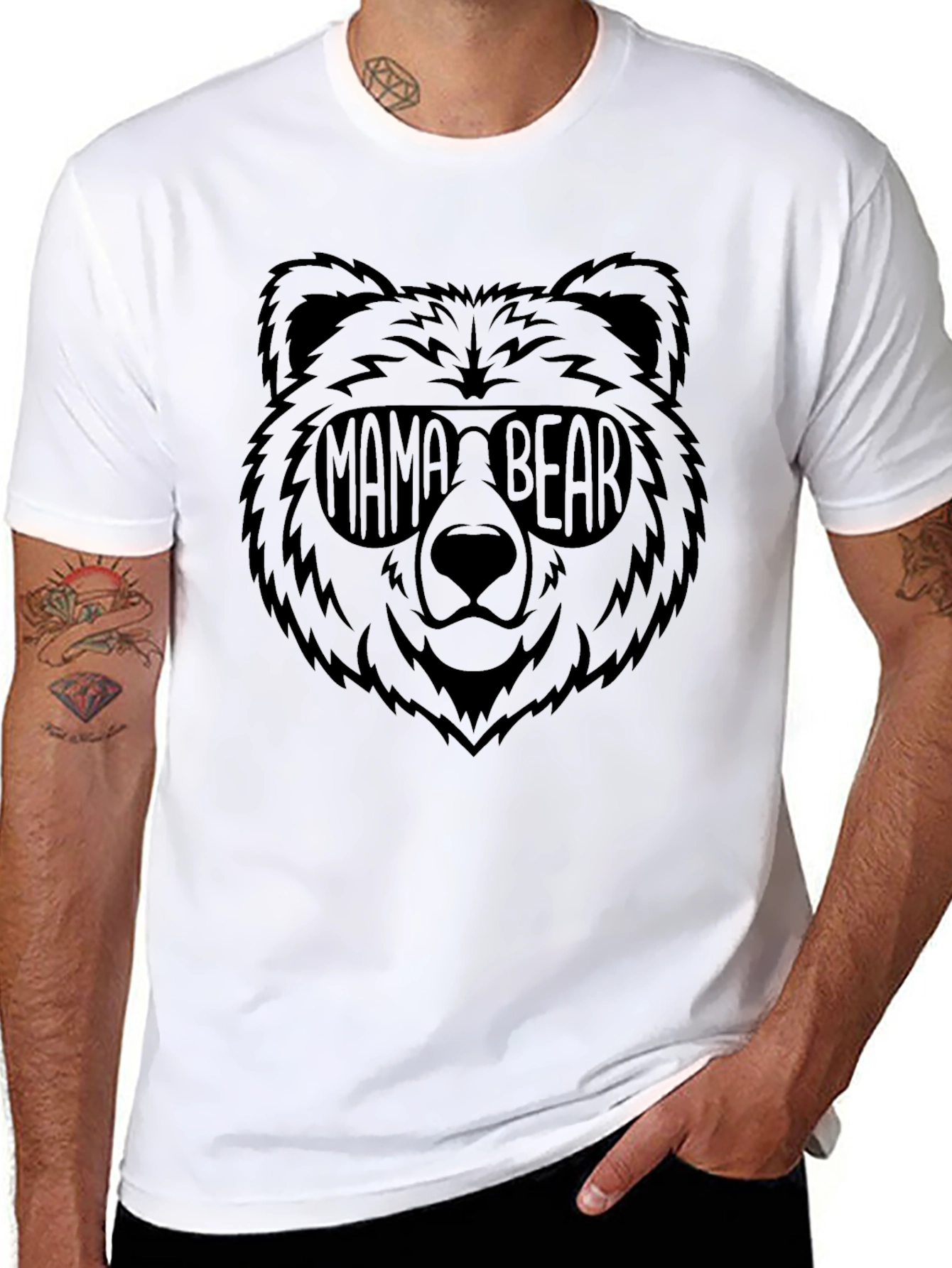 Mama Bear Graphic Tee - Trendy Black Shirt