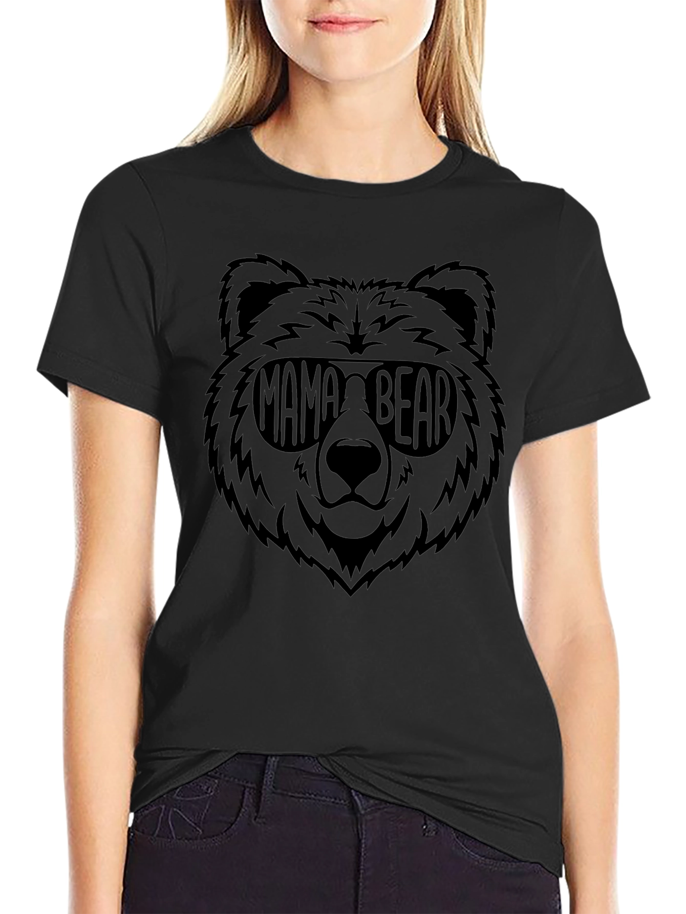 Mama Bear Graphic Tee - Trendy Black Shirt