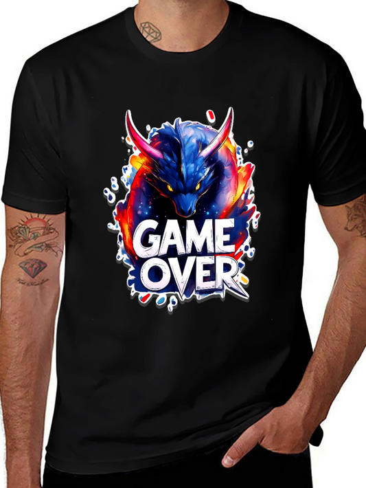 Game Over Dragon Graphic Tee - Black