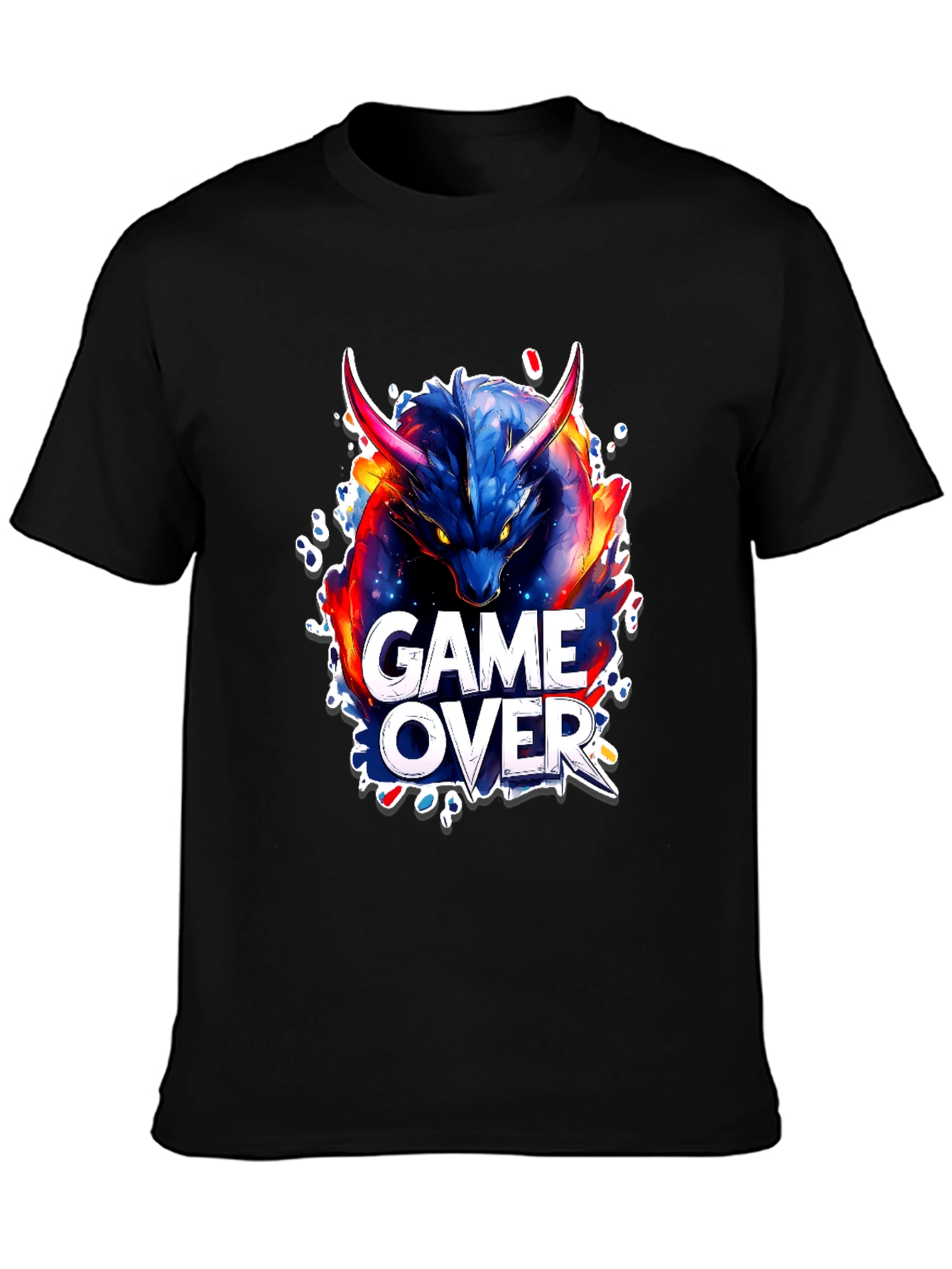 Game Over Dragon Graphic Tee - Black