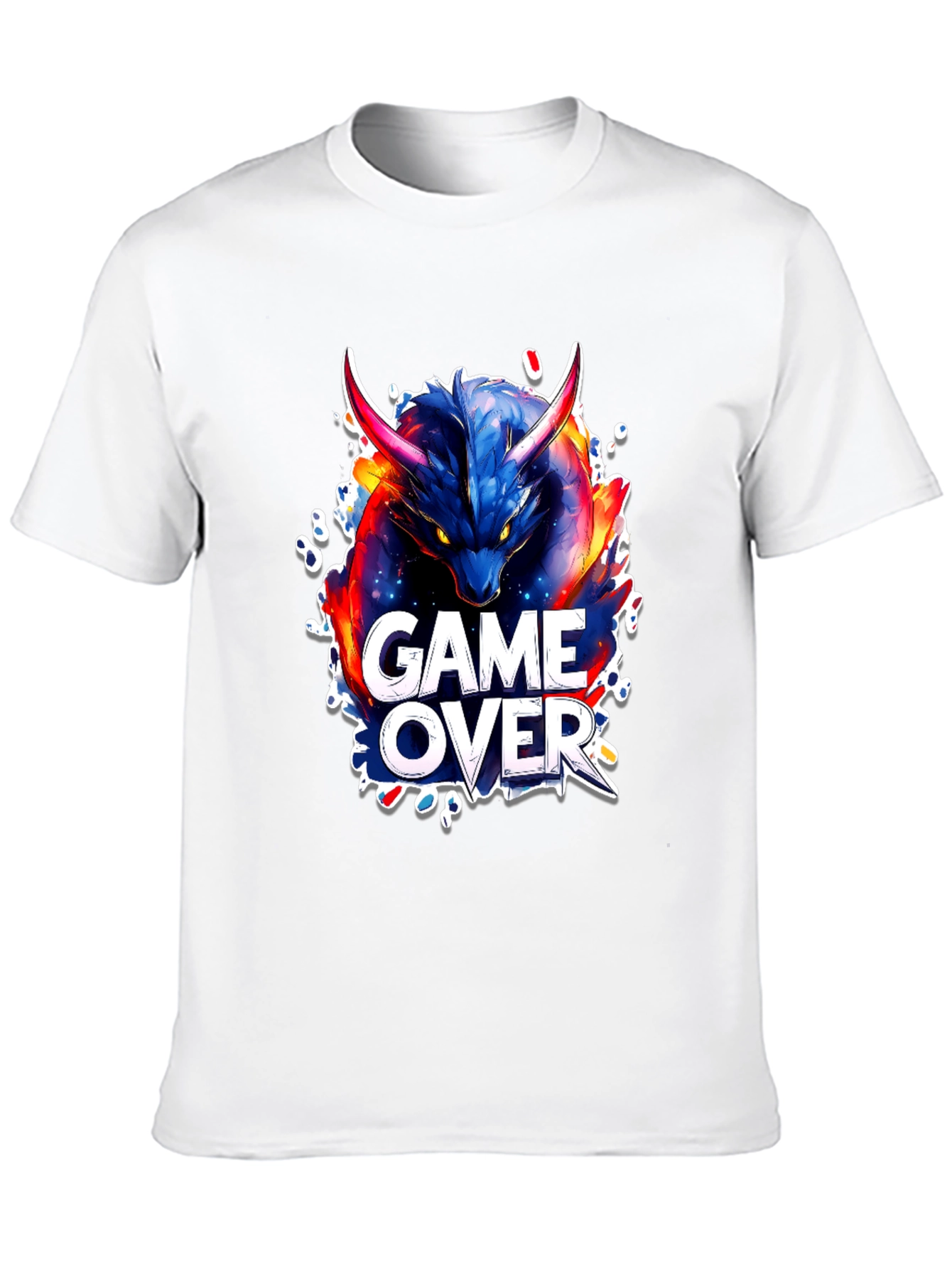 Game Over Dragon Graphic Tee - Black