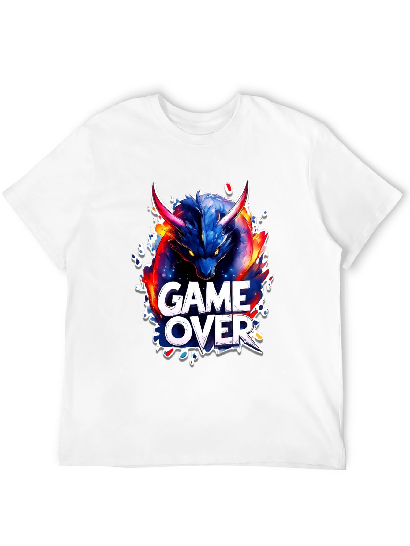 Game Over Dragon Graphic Tee - Black