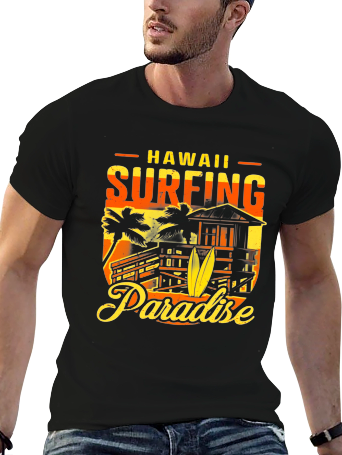 Hawaii Surfing Paradise Graphic T-Shirt