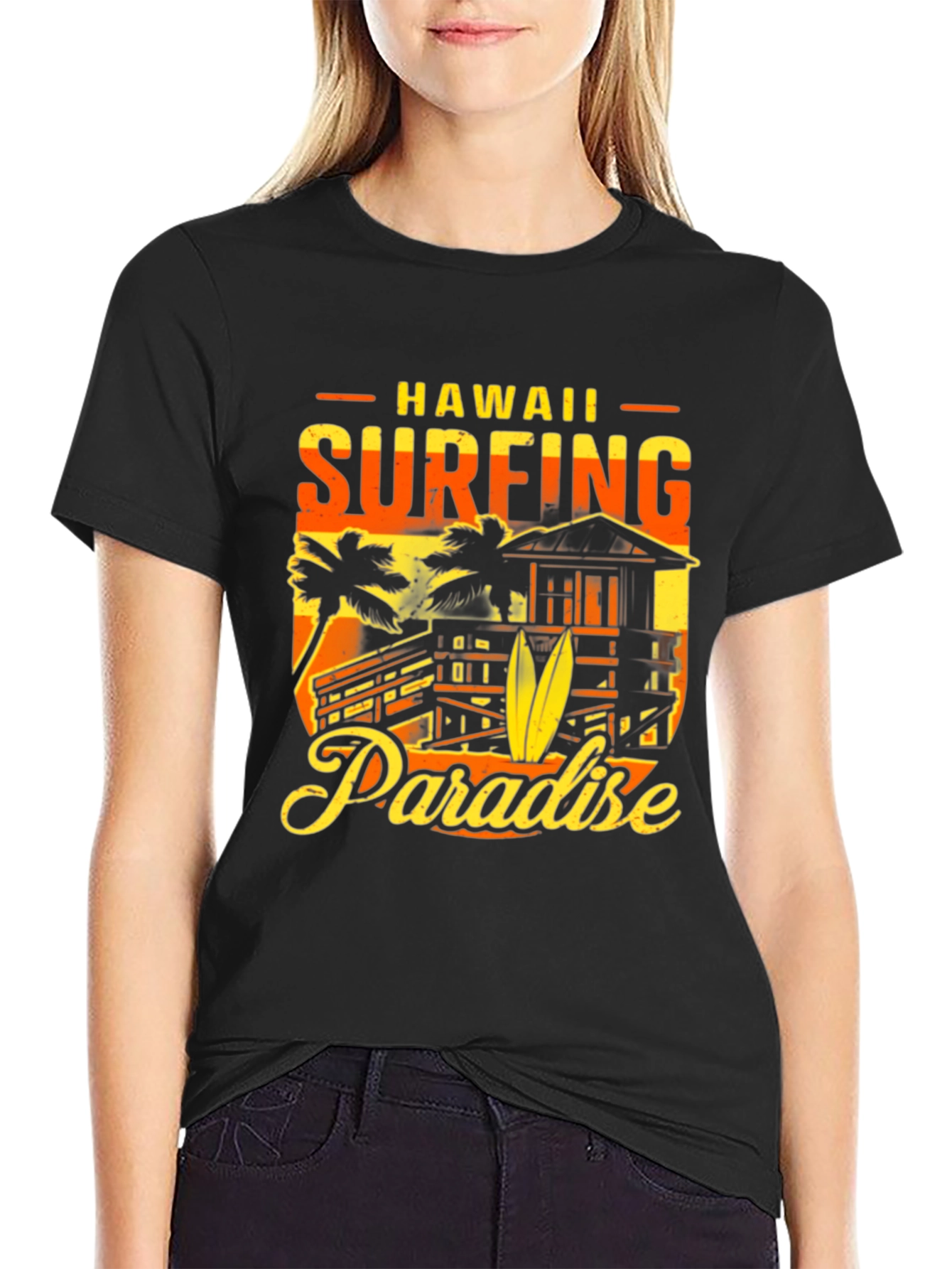 Hawaii Surfing Paradise Graphic T-Shirt