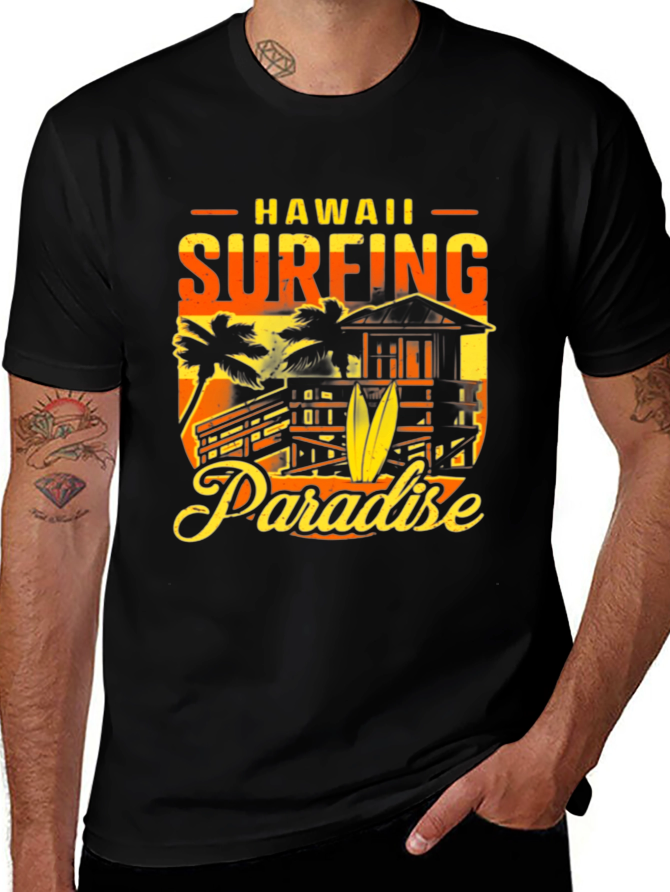 Hawaii Surfing Paradise Graphic T-Shirt
