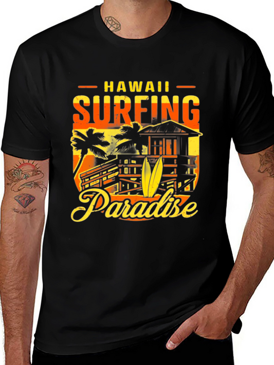 Hawaii Surfing Paradise Graphic T-Shirt