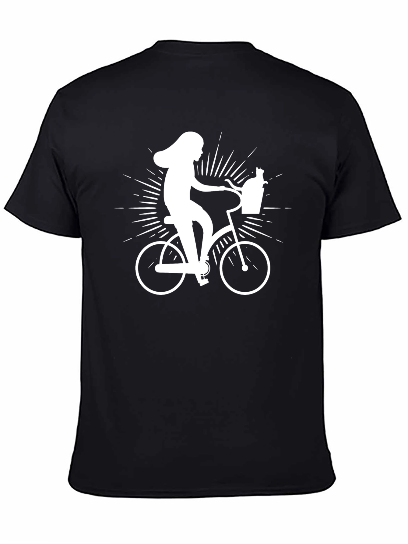 Whimsical Bike Ride T-Shirt - Cat in Basket!